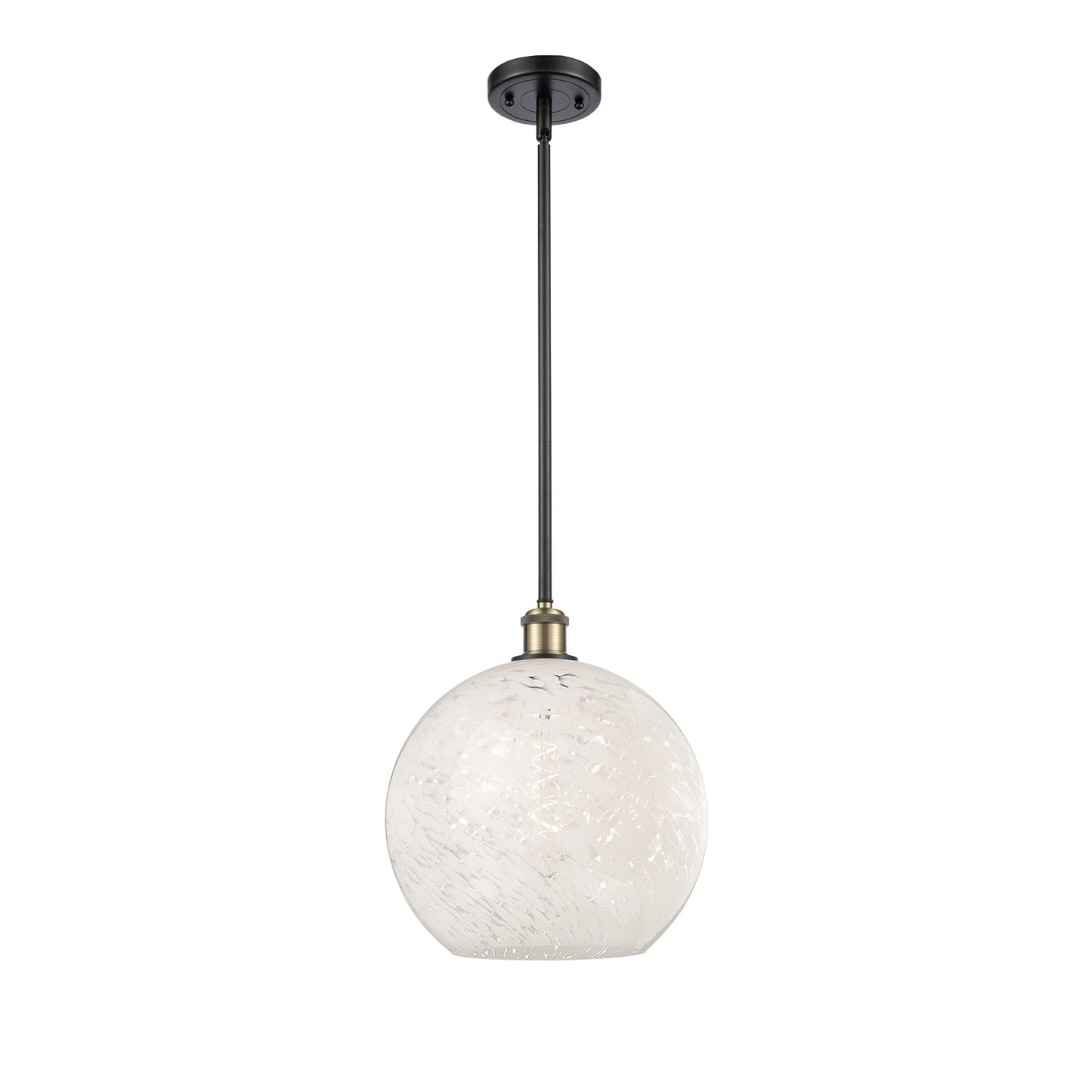 Innovations Ballston 12in 1-Light Mini Pendant | Art Nouveau Black Antique Brass and White Mouchette Glass | Kitchen | Model 516-1S-BAB-G1216-12WM