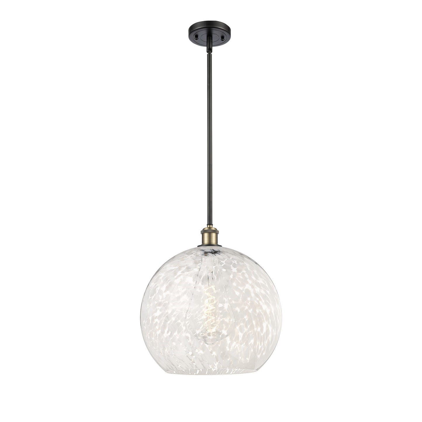 Innovations Ballston 13.75in 1-Light Pendant | Art Nouveau Black Antique Brass and White Mouchette Glass | Kitchen | Model 516-1S-BAB-G1216-14WM