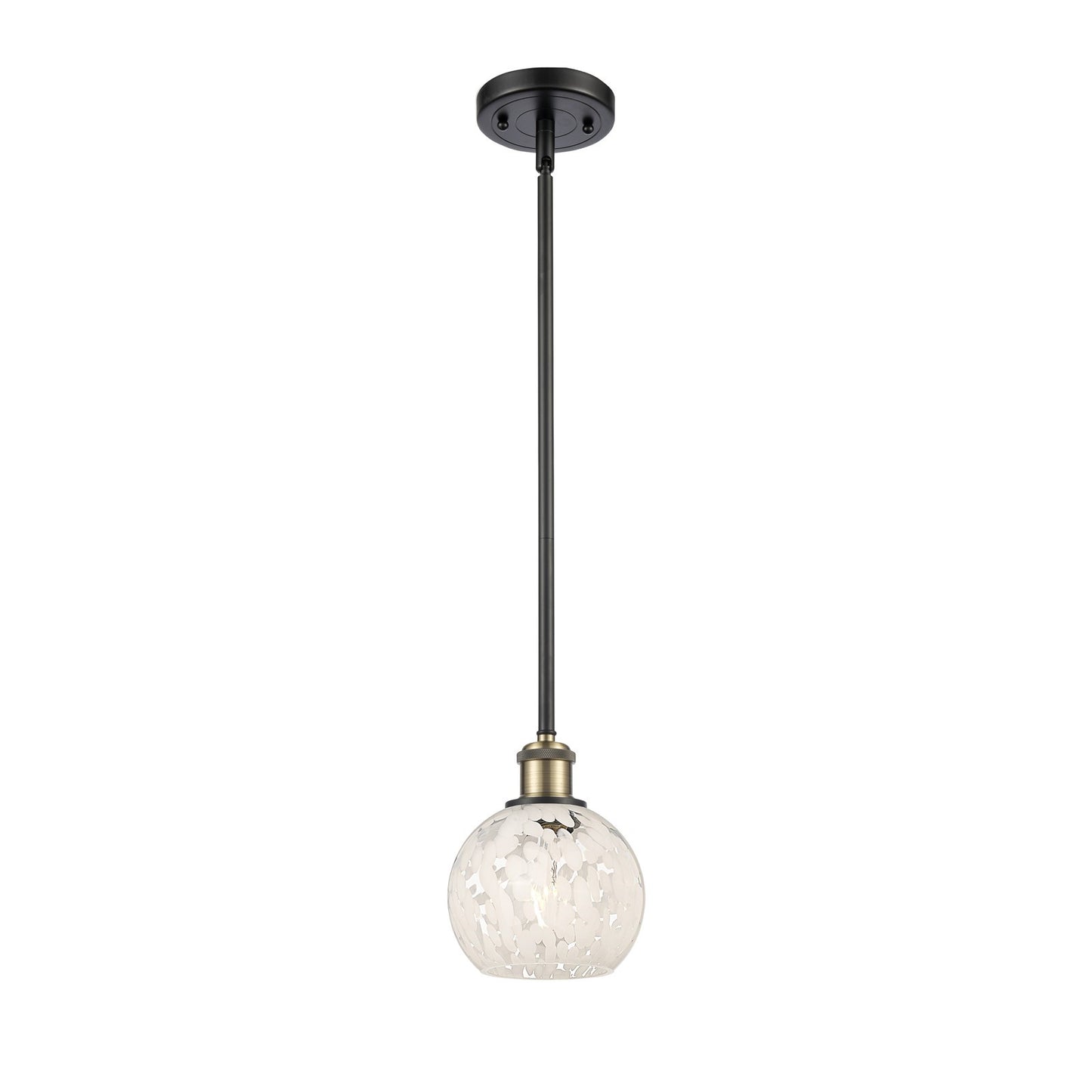 Innovations Ballston 6in 1-Light Mini Pendant | Art Nouveau Black Antique Brass and White Mouchette Glass | Kitchen | Model 516-1S-BAB-G1216-6WM