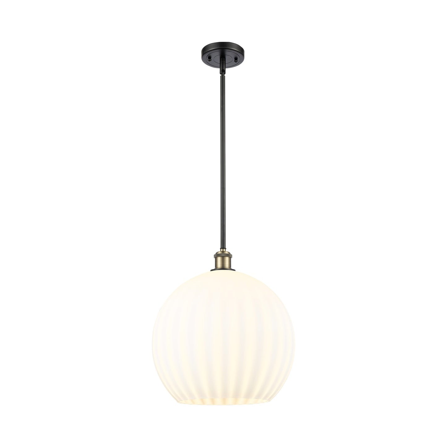 Innovations Ballston 13.75in 1-Light Pendant | Art Nouveau Black Antique Brass and White Venetian Glass | Kitchen | Model 516-1S-BAB-G1217-14WV