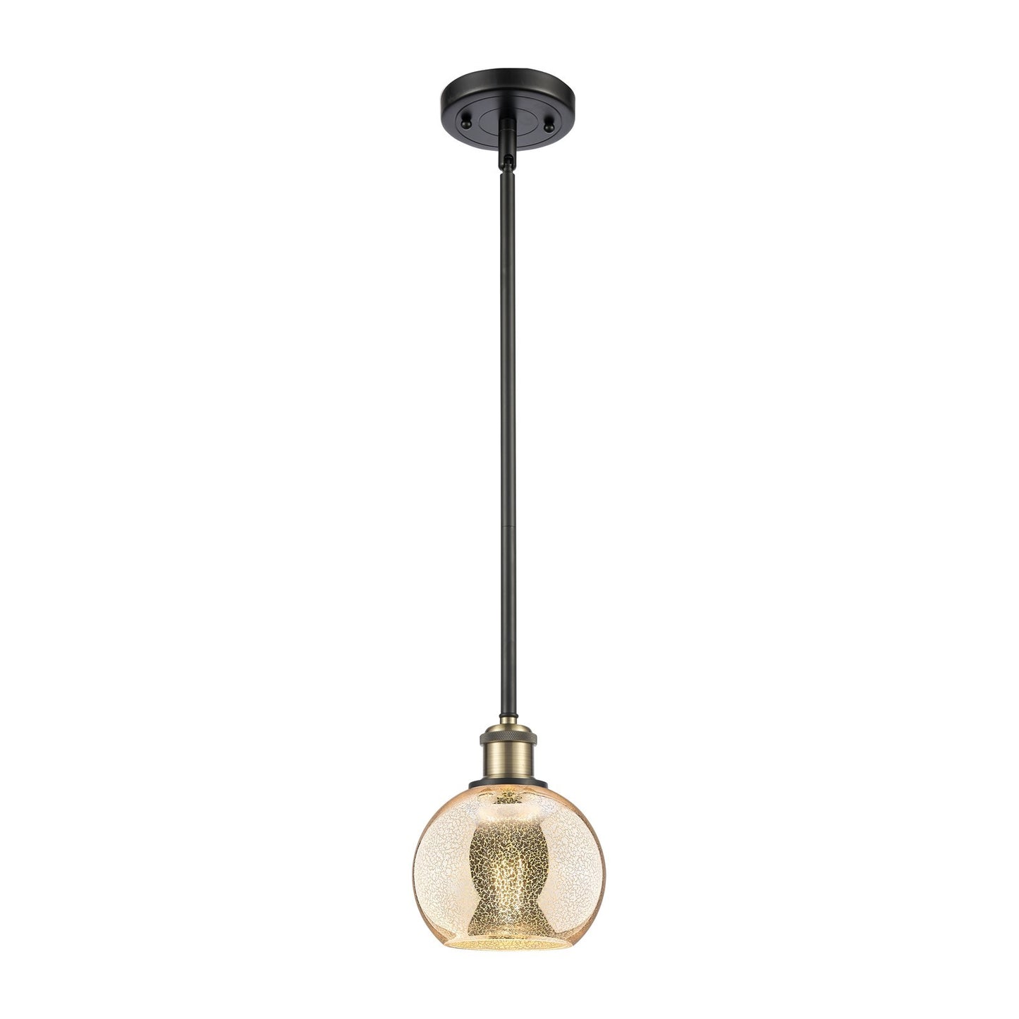 Innovations Athens 6in 1-Light Mini Pendant | Industrial Black Antique Brass and Mercury Glass | Kitchen Island & Dining | Model 516-1S-BAB-G128-6