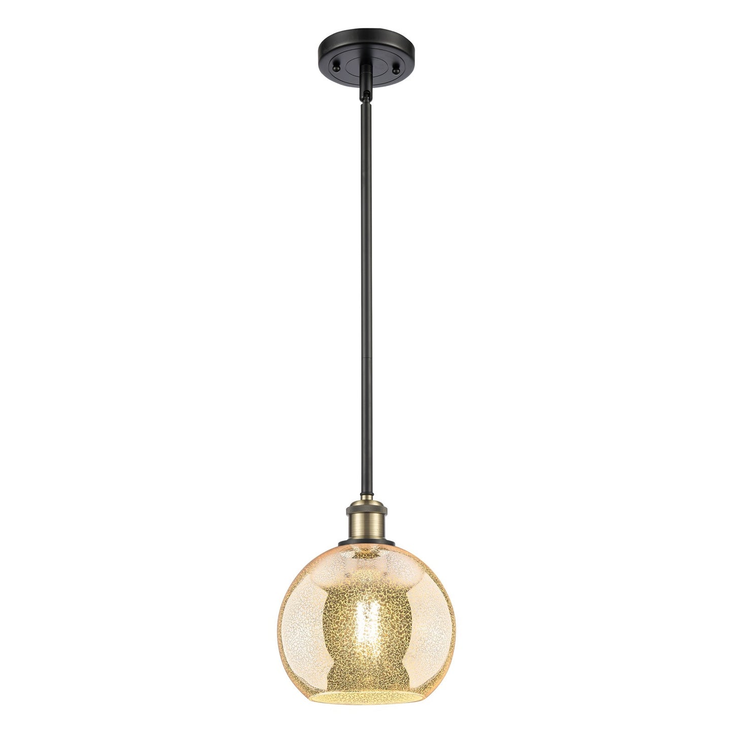 Innovations Athens 8in 1-Light Mini Pendant | Industrial Black Antique Brass and Mercury Glass | Kitchen Island & Dining | Model 516-1S-BAB-G128-8