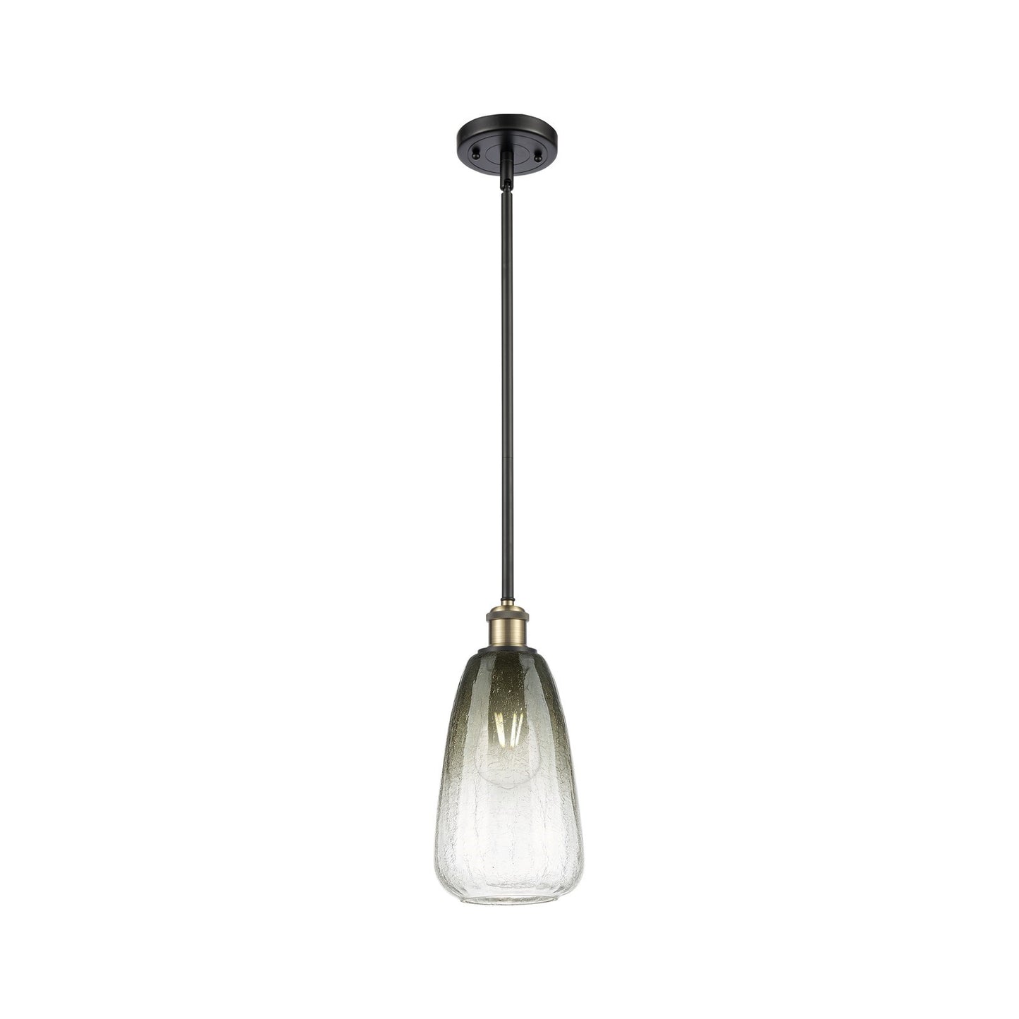 Innovations Brookhaven Almond 6in 1-Light Mini Pendant | Industrial Black Antique Brass and Slate Glass | Kitchen Island | Model 516-1S-BAB-G480-6SL