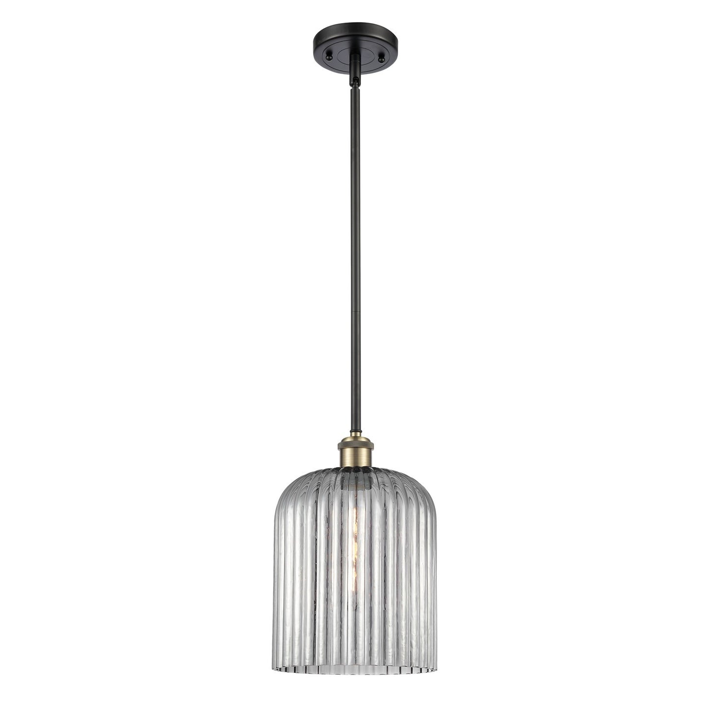 Innovations Bridal Veil 5in 1-Light Mini Pendant | Art Nouveau Black Antique Brass and Light Smoke Glass | Kitchen Island | Model 516-1S-BAB-G559-8SM