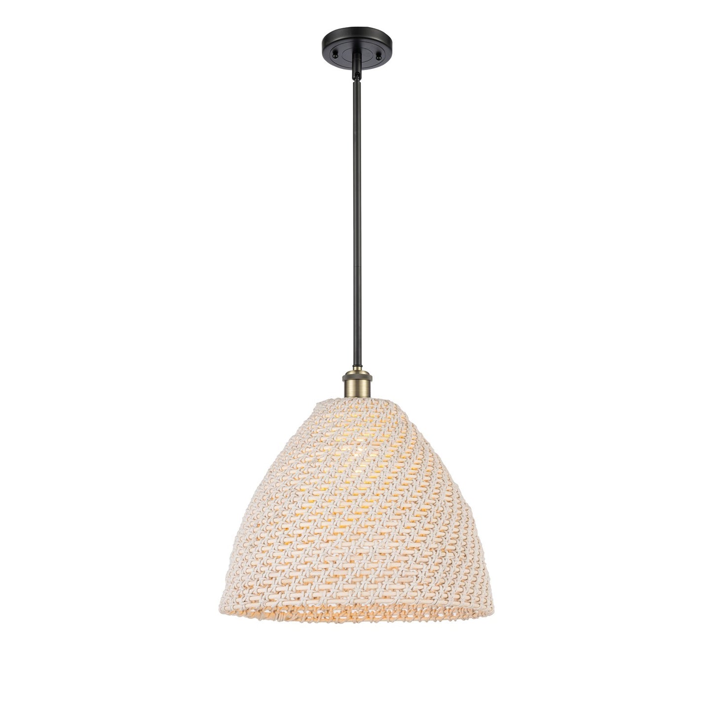 Innovations Bristol Natural 16in 1-Light Mini Pendant | Farmhouse Black Antique Brass and Natural Fiber | Kitchen | Model 516-1S-BAB-NBD-16-NAT