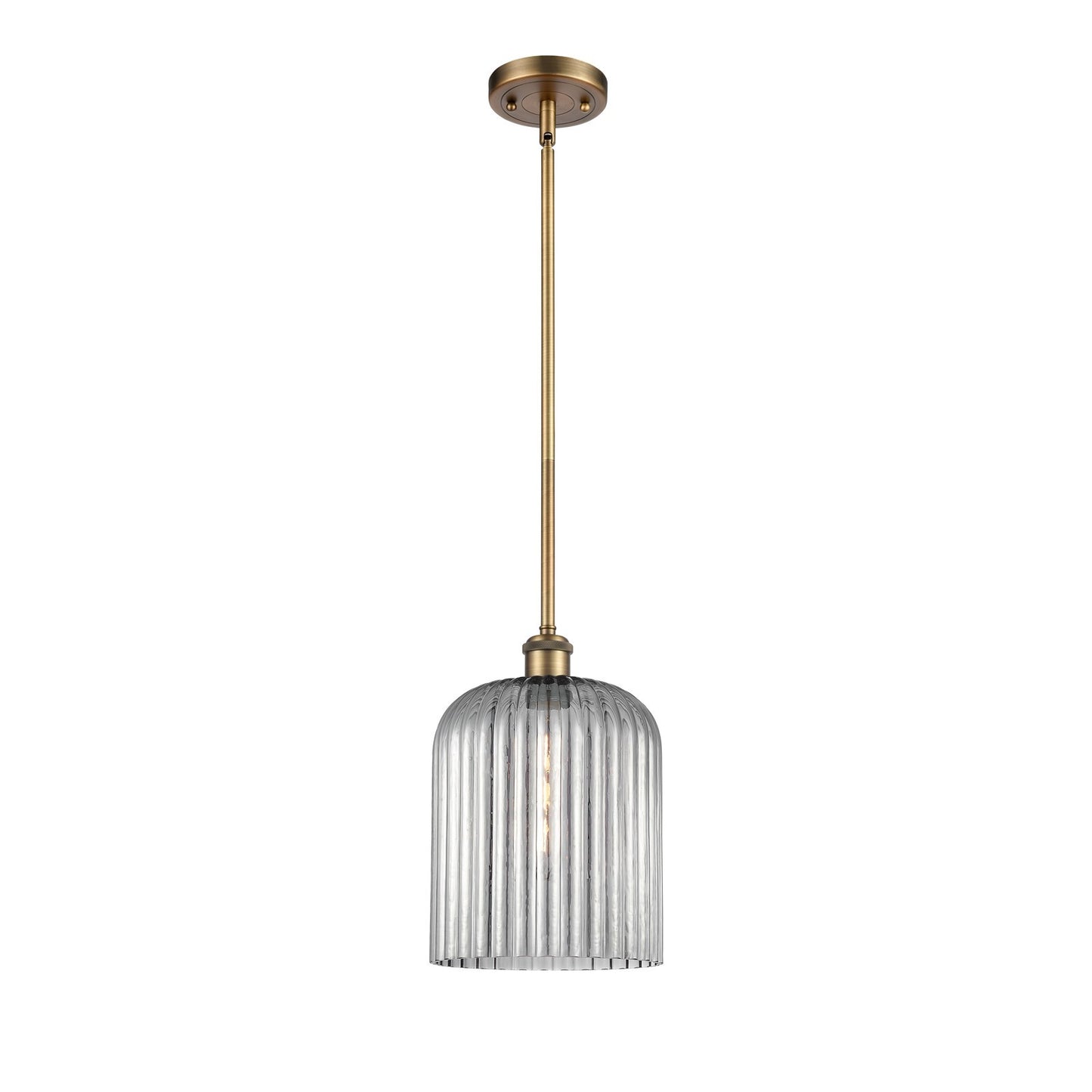 Innovations Bridal Veil 5in 1-Light Mini Pendant | Art Nouveau Brushed Brass and Light Smoke Glass | Kitchen Island | Model 516-1S-BB-G559-8SM