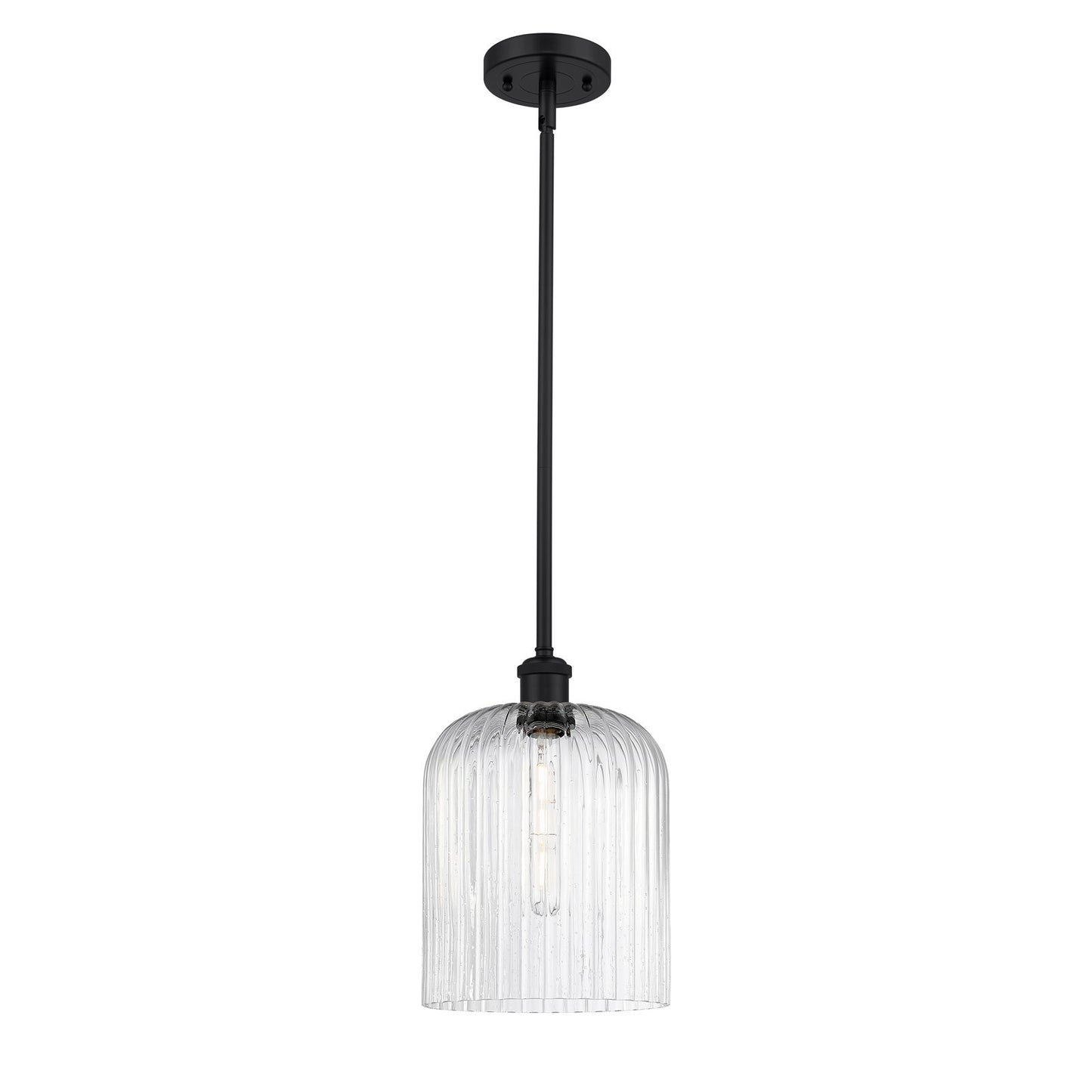 Innovations Bridal Veil 5in 1-Light Mini Pendant | Art Nouveau Matte Black and Seedy Glass | Kitchen Island & Dining Room | Model 516-1S-BK-G559-8SDY