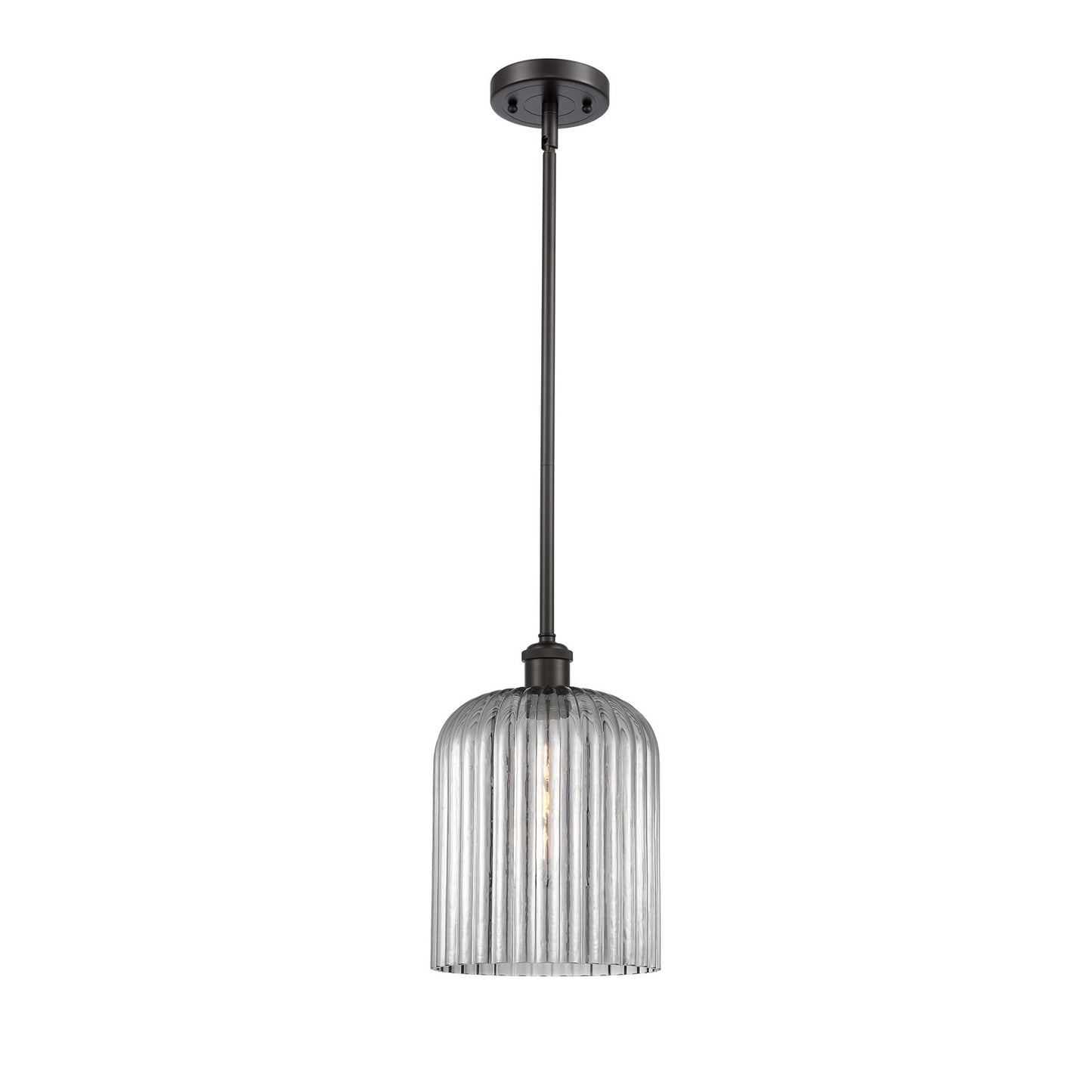 Innovations Bridal Veil 5in 1-Light Mini Pendant | Art Nouveau Oil Rubbed Bronze and Light Smoke Glass | Kitchen Island | Model 516-1S-OB-G559-8SM