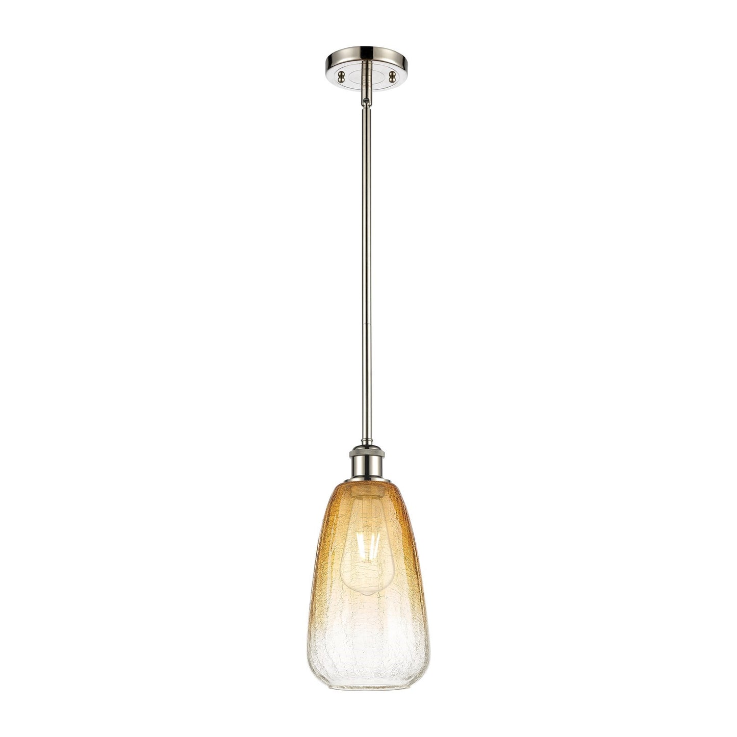Innovations Brookhaven Almond 6in 1-Light Mini Pendant | Industrial Polished Nickel and Amber Glass Globe | Kitchen Island | Model 516-1S-PN-G480-6AM