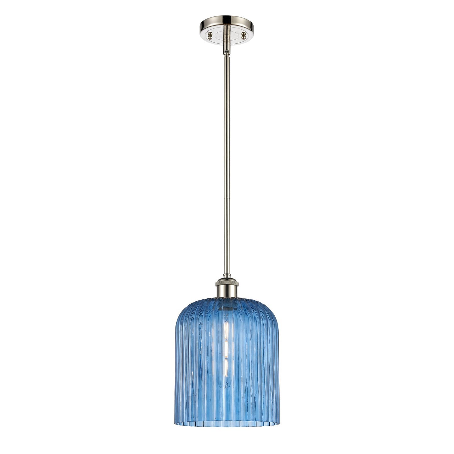 Innovations Bridal Veil 8in 1-Light Mini Pendant | Art Nouveau Polished Nickel and Princess Blue Glass | Kitchen Island | Model 516-1S-PN-G559-8BL
