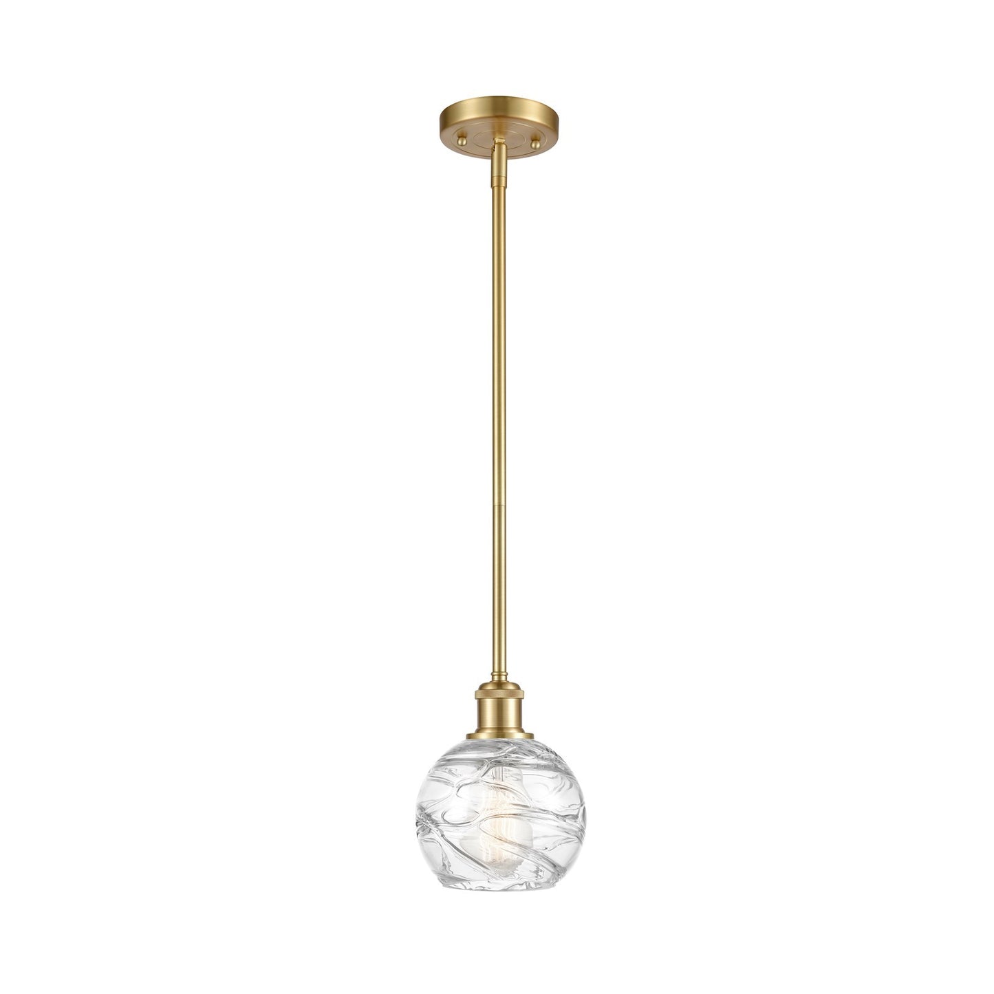 Innovations Athens Deco Swirl 6in 1-Light Mini Pendant | Satin Gold and Clear Deco Swirl Glass | Kitchen Island & Dining | Model 516-1S-SG-G1213-6CL