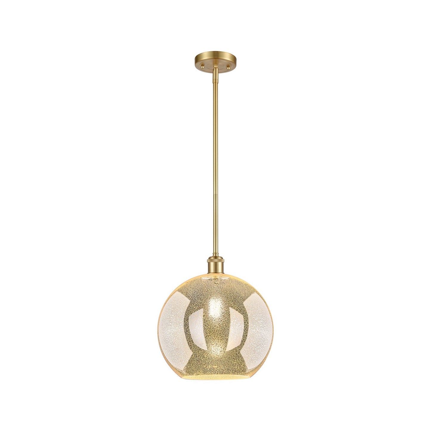 Innovations Athens 12in 1-Light Mini Pendant | Industrial Satin Gold and Mercury Glass | Kitchen Island & Dining Room | Model 516-1S-SG-G128-12