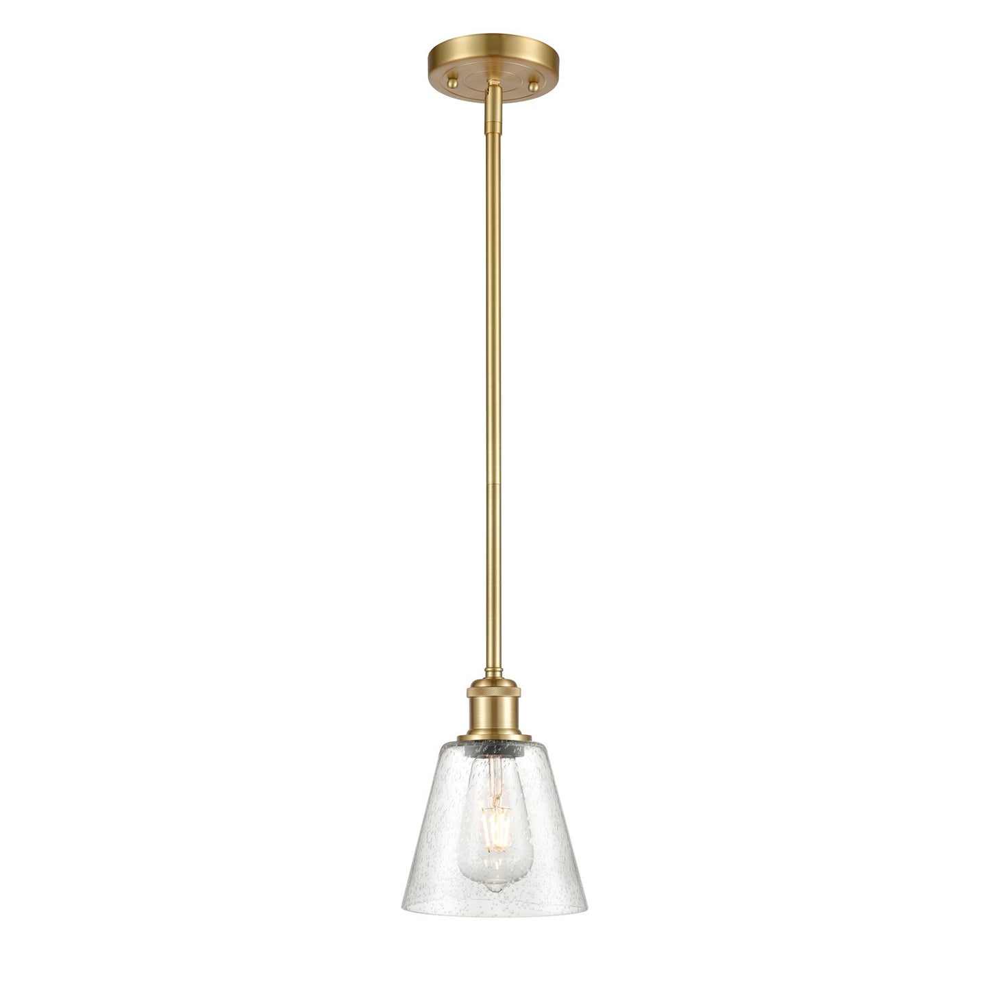 Innovations Caton 6in 1-Light Mini Pendant | Art Nouveau Satin Gold and Frosted Glass | Kitchen Island & Dining Room | 6 x 8 in | Model 516-1S-SG-G454