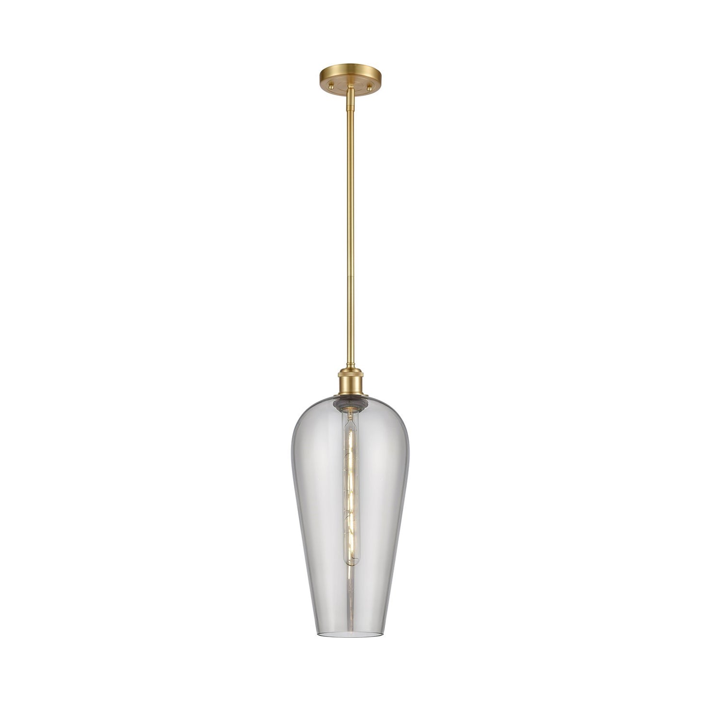 Innovations Chelsea 8in 1-Light Mini Pendant | Industrial Satin Gold and Light Smoke Glass | Kitchen Island & Dining Room | Model 516-1S-SG-G456-8SM