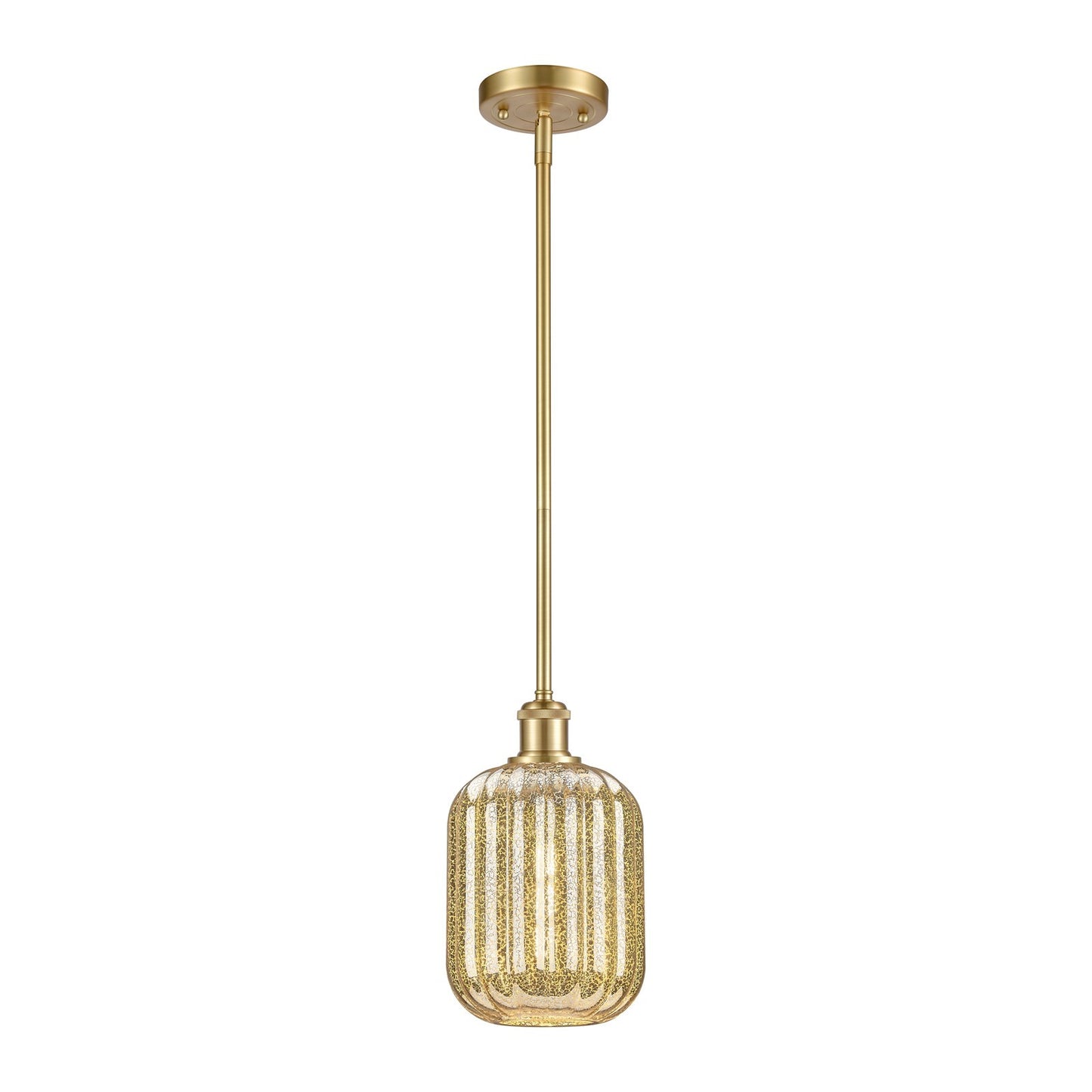 Innovations Preston Cylinder 7in 1-Light Mini Pendant | Industrial Satin Gold and Mercury Glass | Kitchen Island & Dining | Model 516-1S-SG-G460-7ME