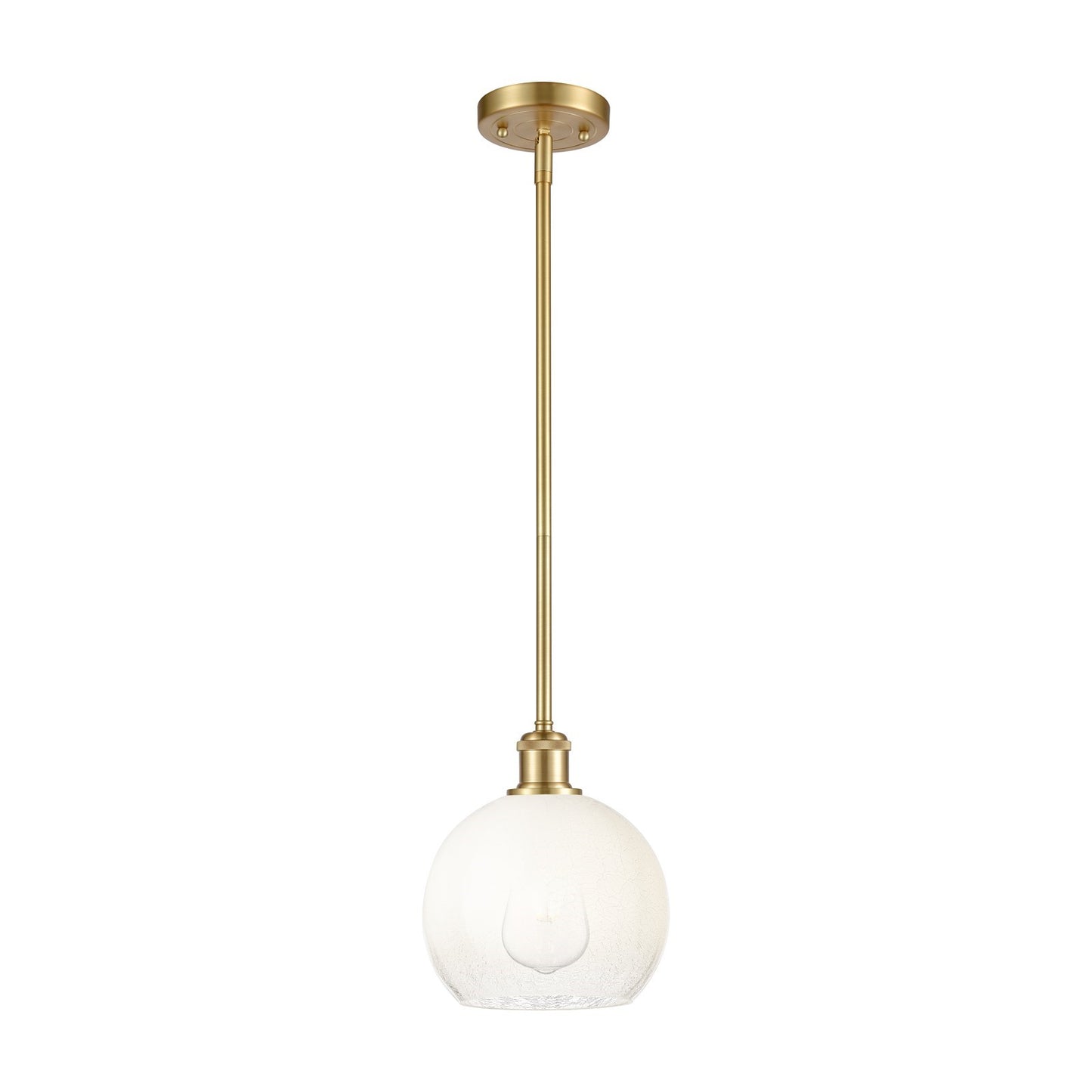 Innovations Brookhaven Globe 7.8in 1-Light Mini Pendant | Industrial Satin Gold and Opal Glass | Kitchen Island & Dining | Model 516-1S-SG-G483-8OP