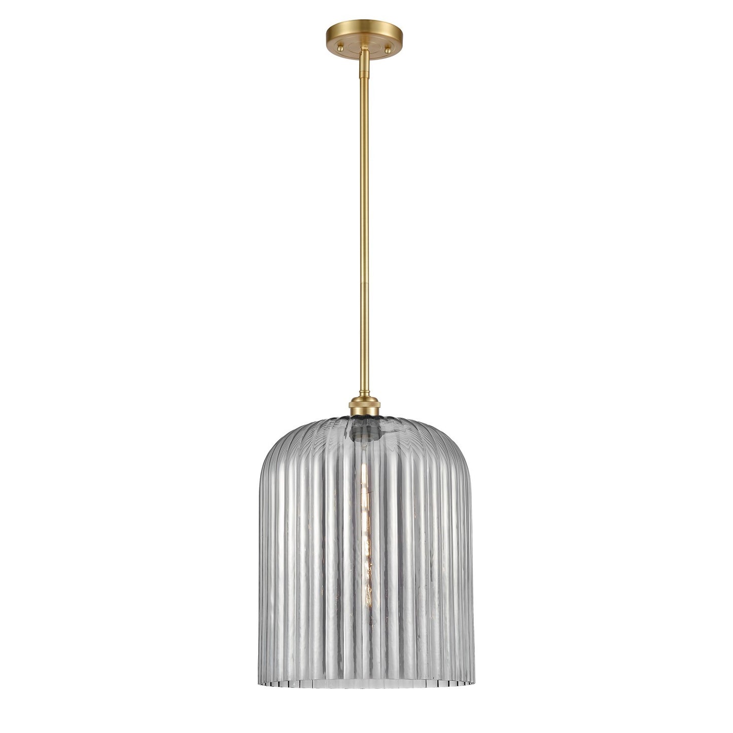 Innovations Bridal Veil 5in 1-Light Mini Pendant | Art Nouveau Satin Gold and Light Smoke Glass | Kitchen Island & Dining | Model 516-1S-SG-G559-12SM
