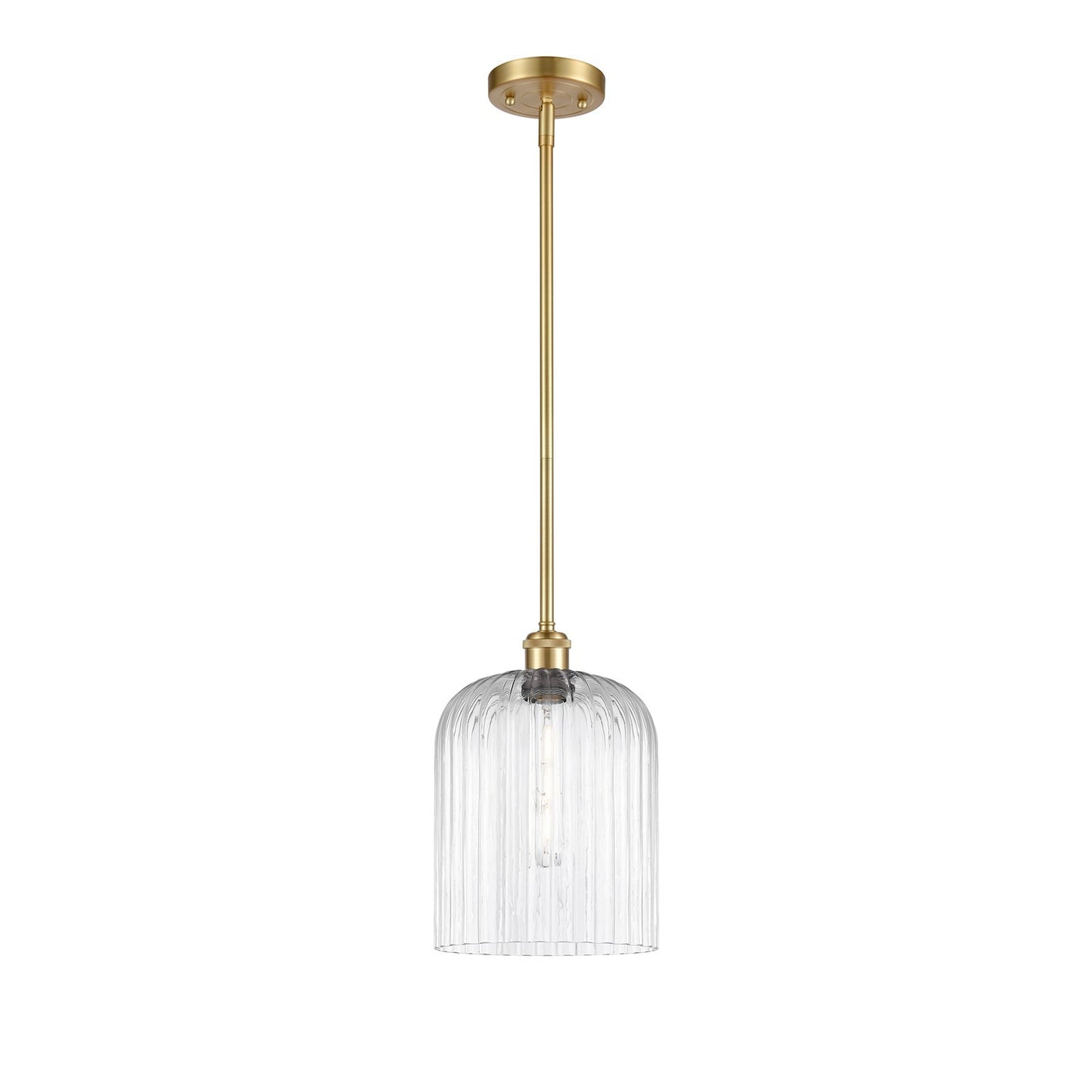 Innovations Bridal Veil 5in 1-Light Mini Pendant | Art Nouveau Satin Gold and Clear Glass | Kitchen Island & Dining Room | Model 516-1S-SG-G559-8CL