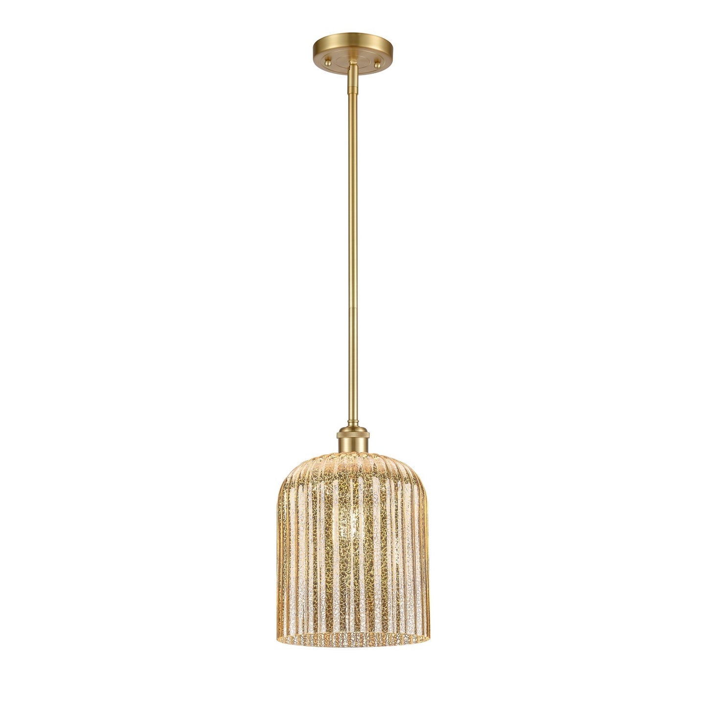 Innovations Bridal Veil 5in 1-Light Mini Pendant | Art Nouveau Satin Gold and Mercury Glass | Kitchen Island & Dining Room | Model 516-1S-SG-G559-8ME