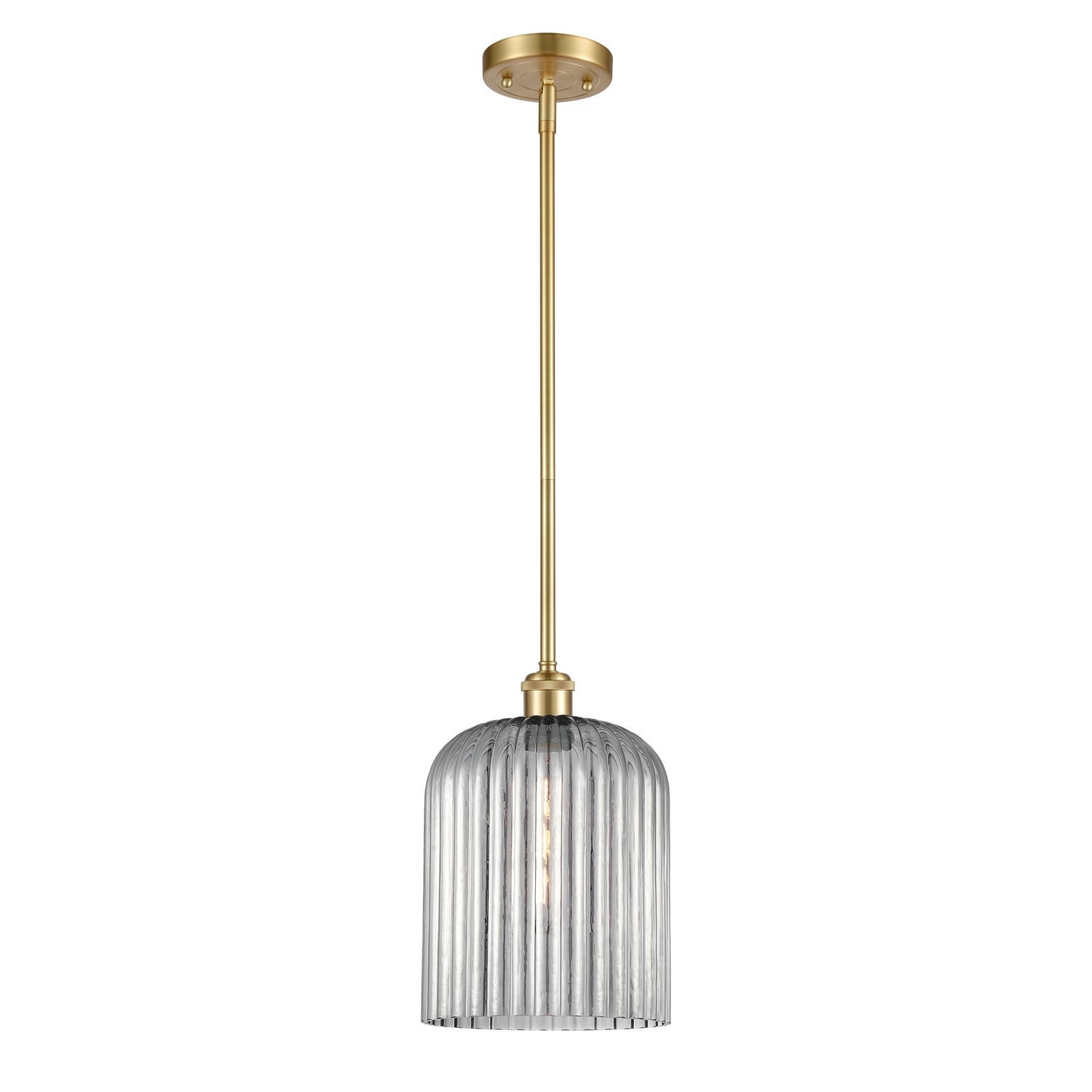Innovations Bridal Veil 5in 1-Light Mini Pendant | Art Nouveau Satin Gold and Light Smoke Glass | Kitchen Island & Dining | Model 516-1S-SG-G559-8SM