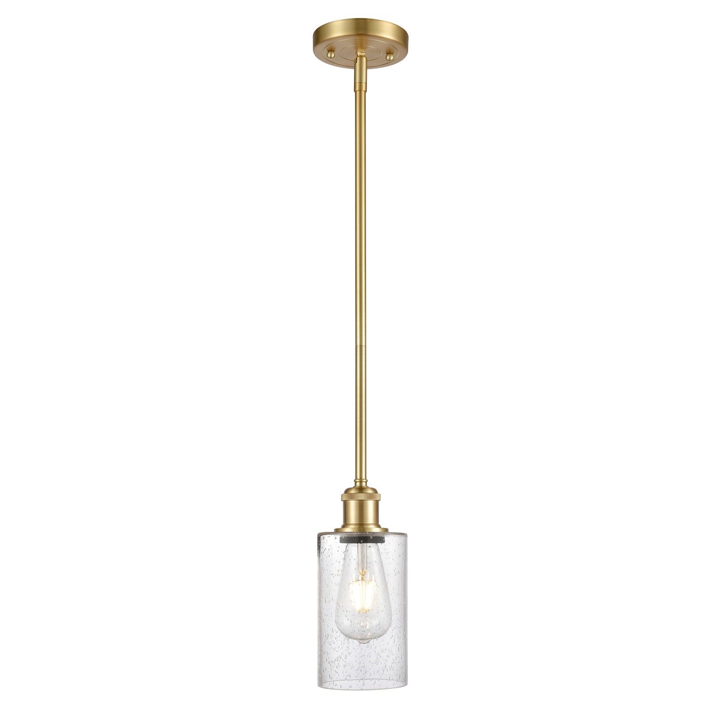 Innovations Clymer 4in 1-Light Mini Pendant | Art Nouveau Satin Gold and Seedy Glass | Kitchen Island & Dining Room | Model 516-1S-SG-G804