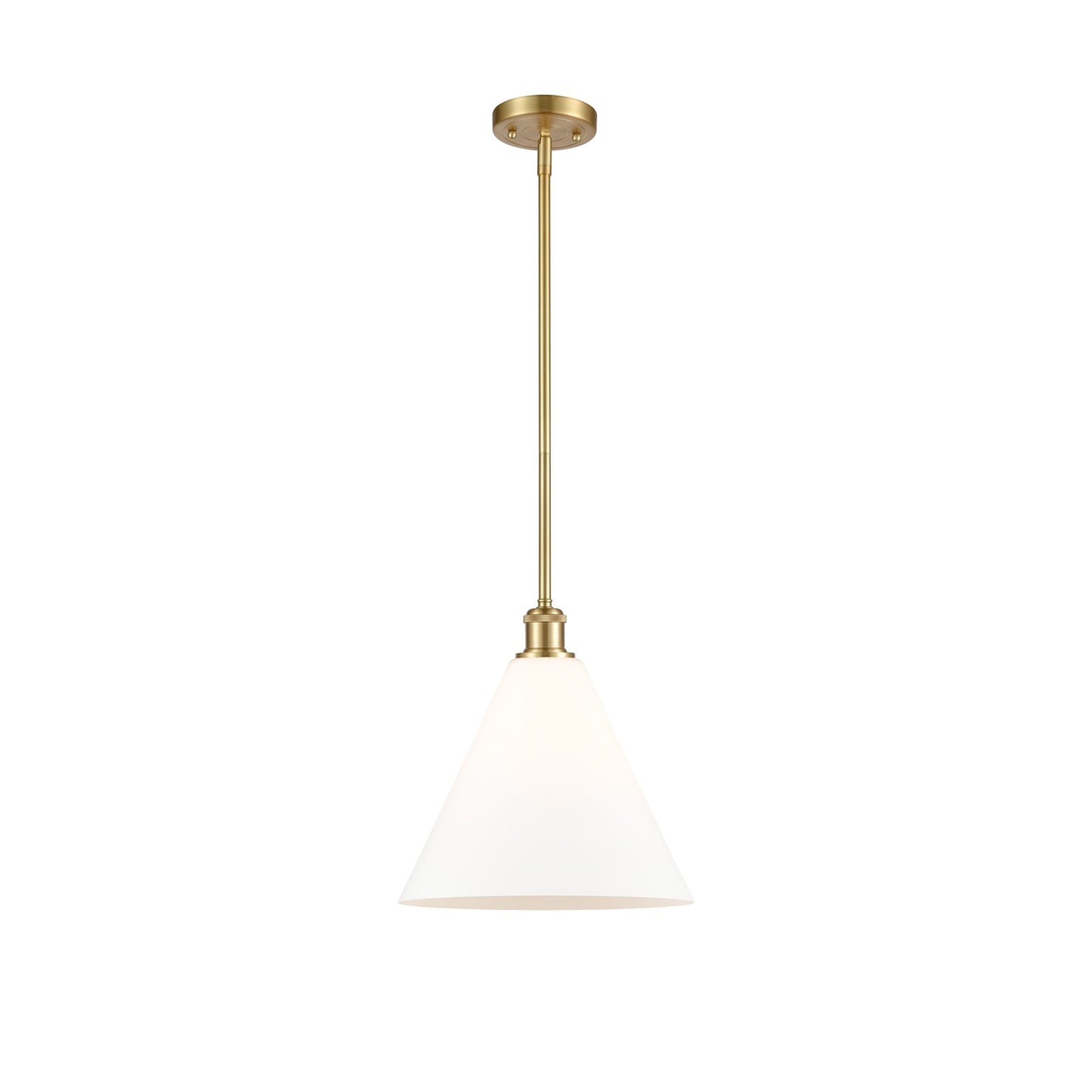 Innovations LED Berkshire Glass 12in 1-Light Mini Pendant | Industrial Satin Gold and Matte White Glass | Kitchen | Model 516-1S-SG-GBC-121-LED