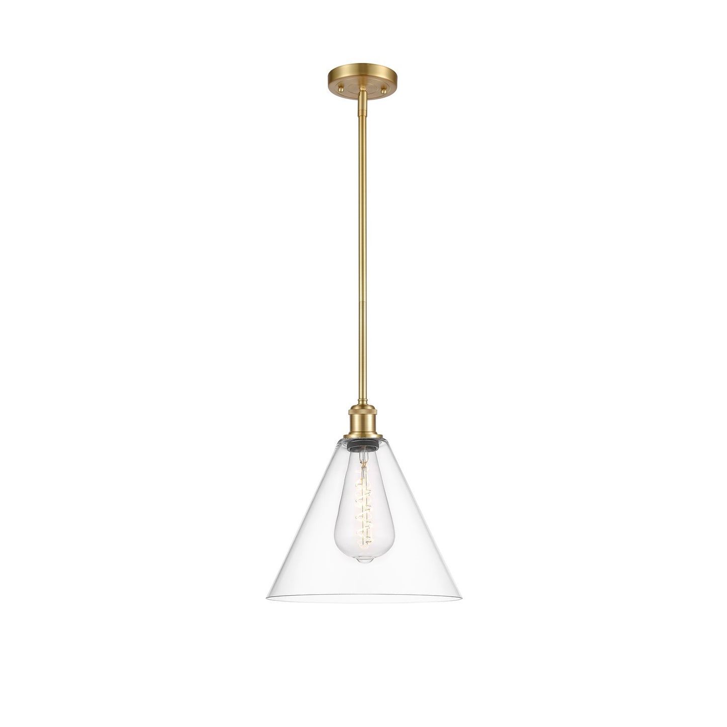 Innovations Berkshire Glass 12in 1-Light Mini Pendant | Industrial Satin Gold and Clear Glass | Kitchen Island & Dining | Model 516-1S-SG-GBC-122