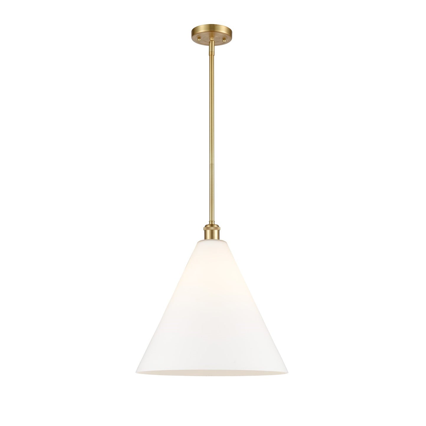 Innovations Berkshire 16in 1-Light Pendant | Industrial Satin Gold and Matte White Glass | Kitchen Island & Dining Room | Model 516-1S-SG-GBC-161-LED