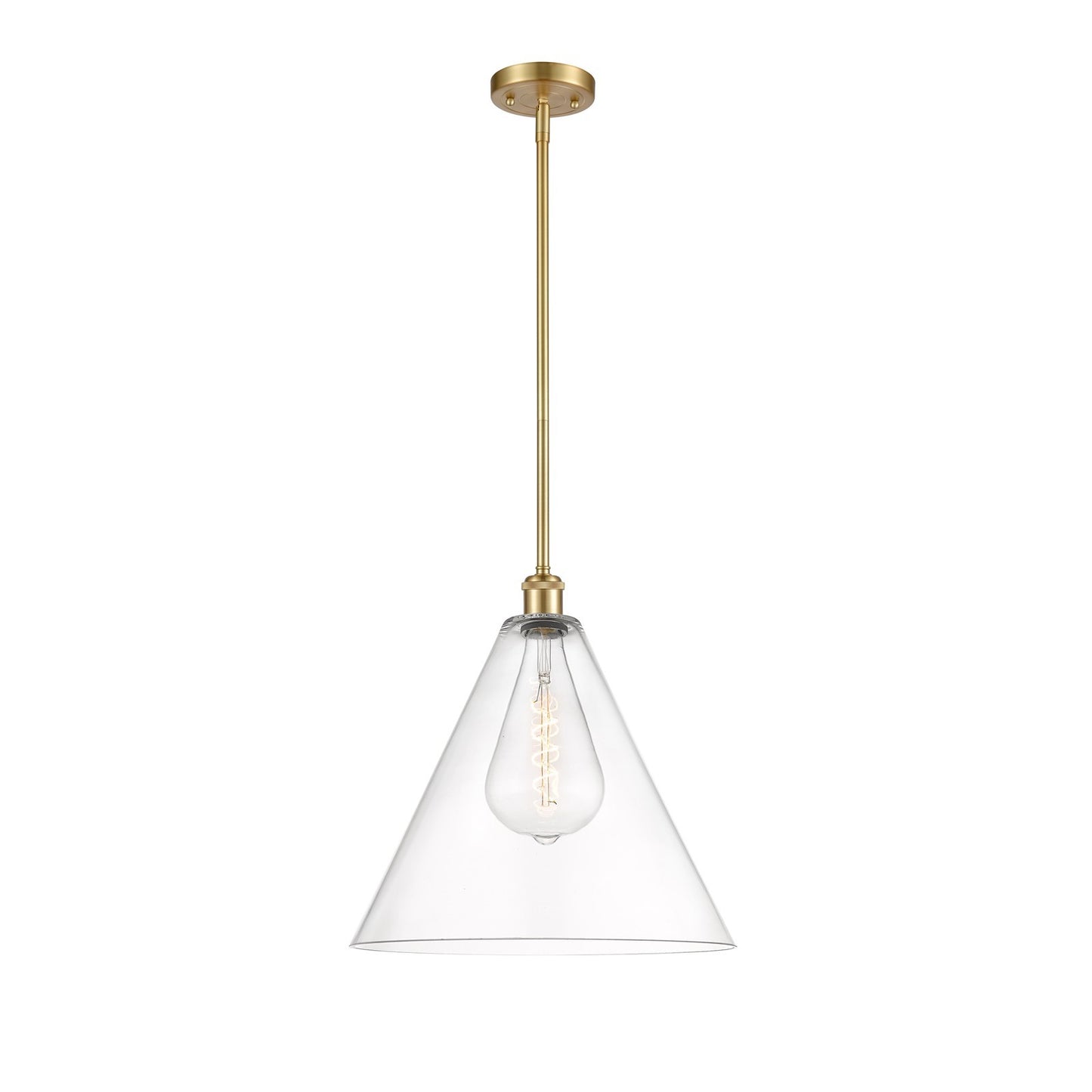 Innovations Berkshire 16in 1-Light Pendant | Industrial Satin Gold and Clear Glass | Kitchen Island & Dining Room | Model 516-1S-SG-GBC-162