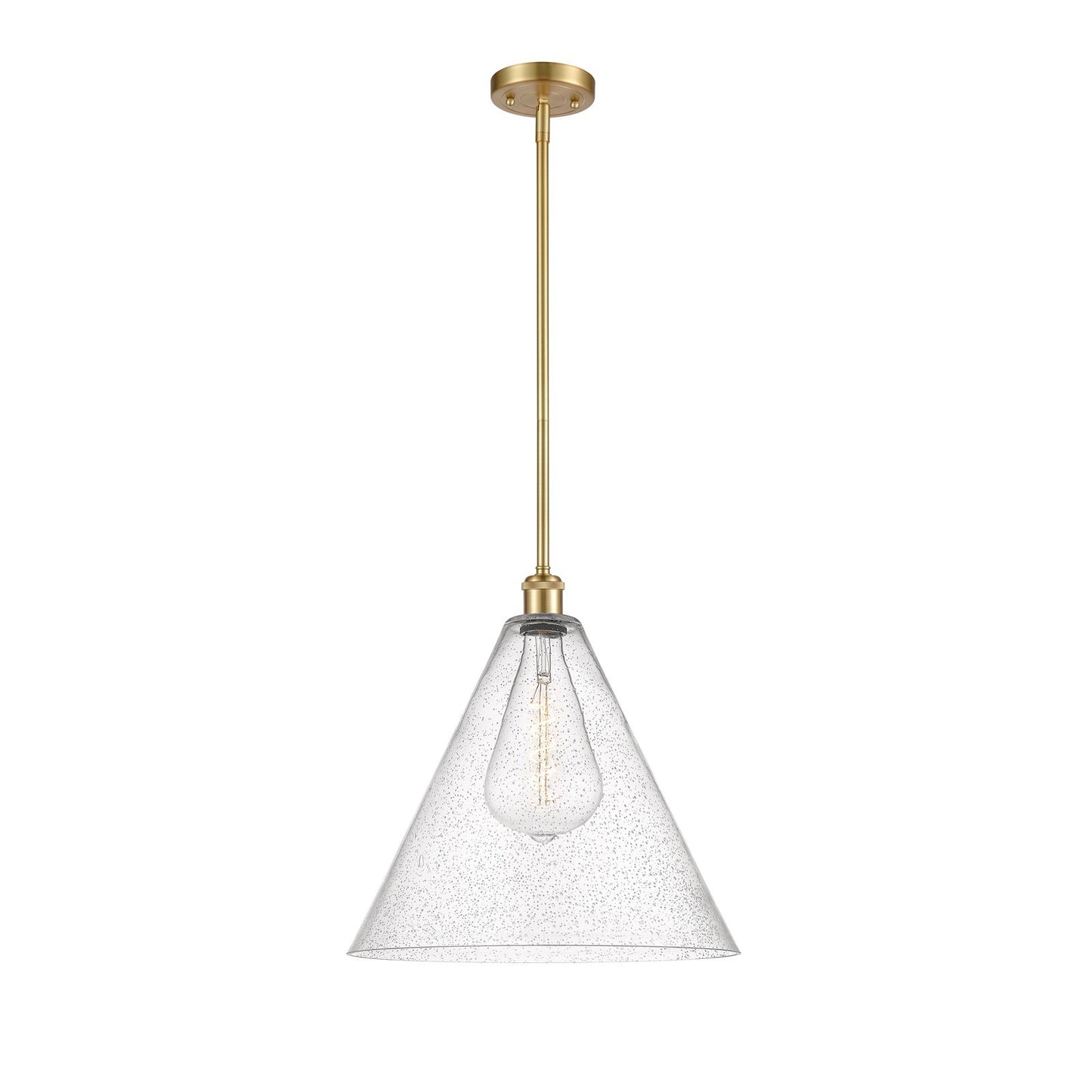 Innovations Berkshire 16in 1-Light Pendant | Industrial Satin Gold and Seedy Glass | Kitchen Island & Dining Room | Model 516-1S-SG-GBC-164-LED