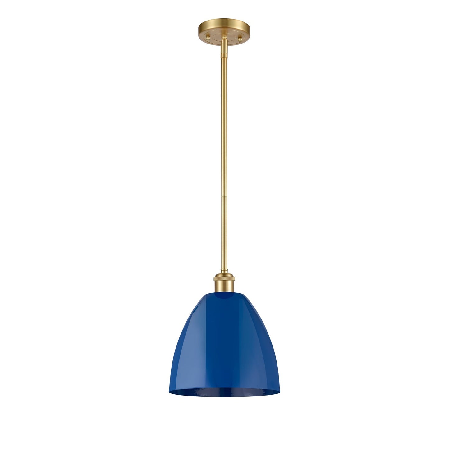 Innovations Plymouth 9in 1-Light Pendant | Industrial Satin Gold and Matte Blue Metal | Kitchen Island & Dining Room | Model 516-1S-SG-MBD-9-BL-LED