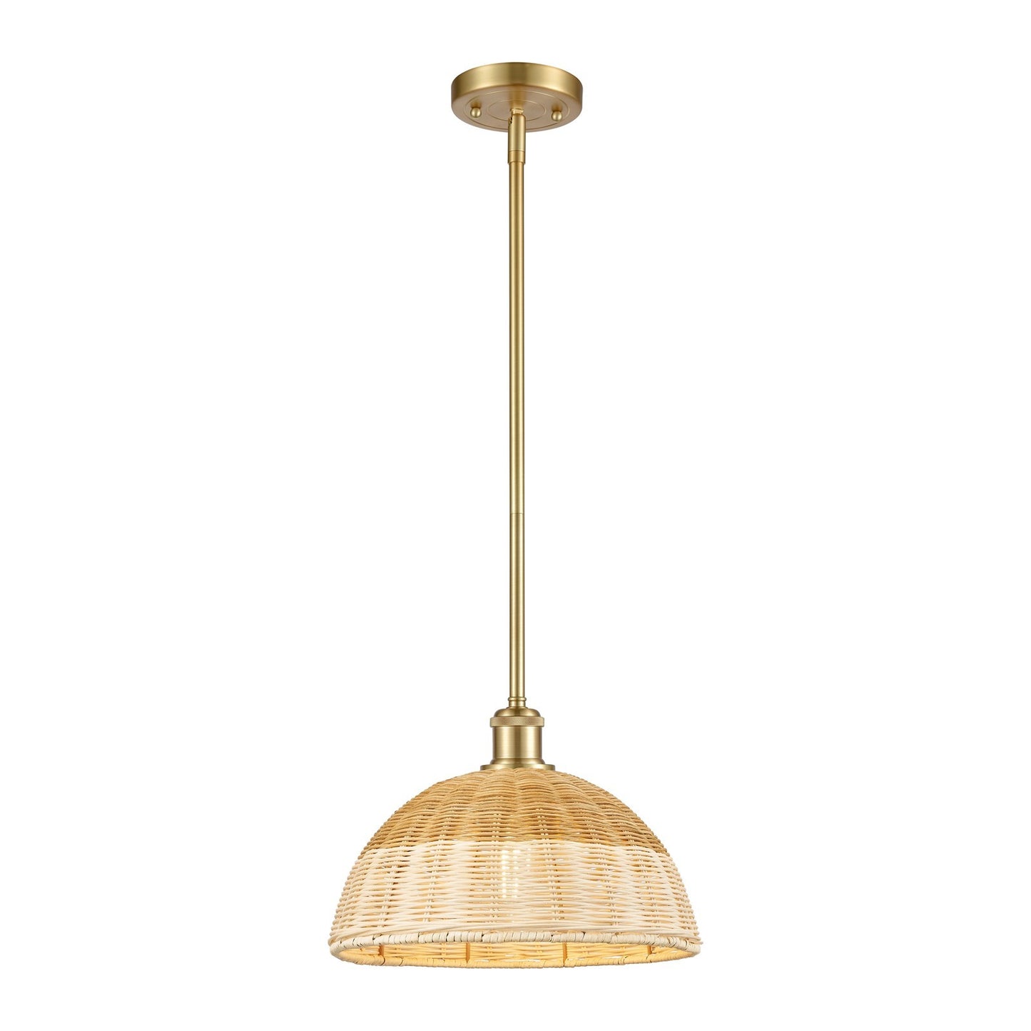 Innovations Bristol Natural II 12in 1-Light Mini Pendant | Industrial Satin Gold and Natural Fiber | Kitchen Island | Model 516-1S-SG-NBD2-12-NAT