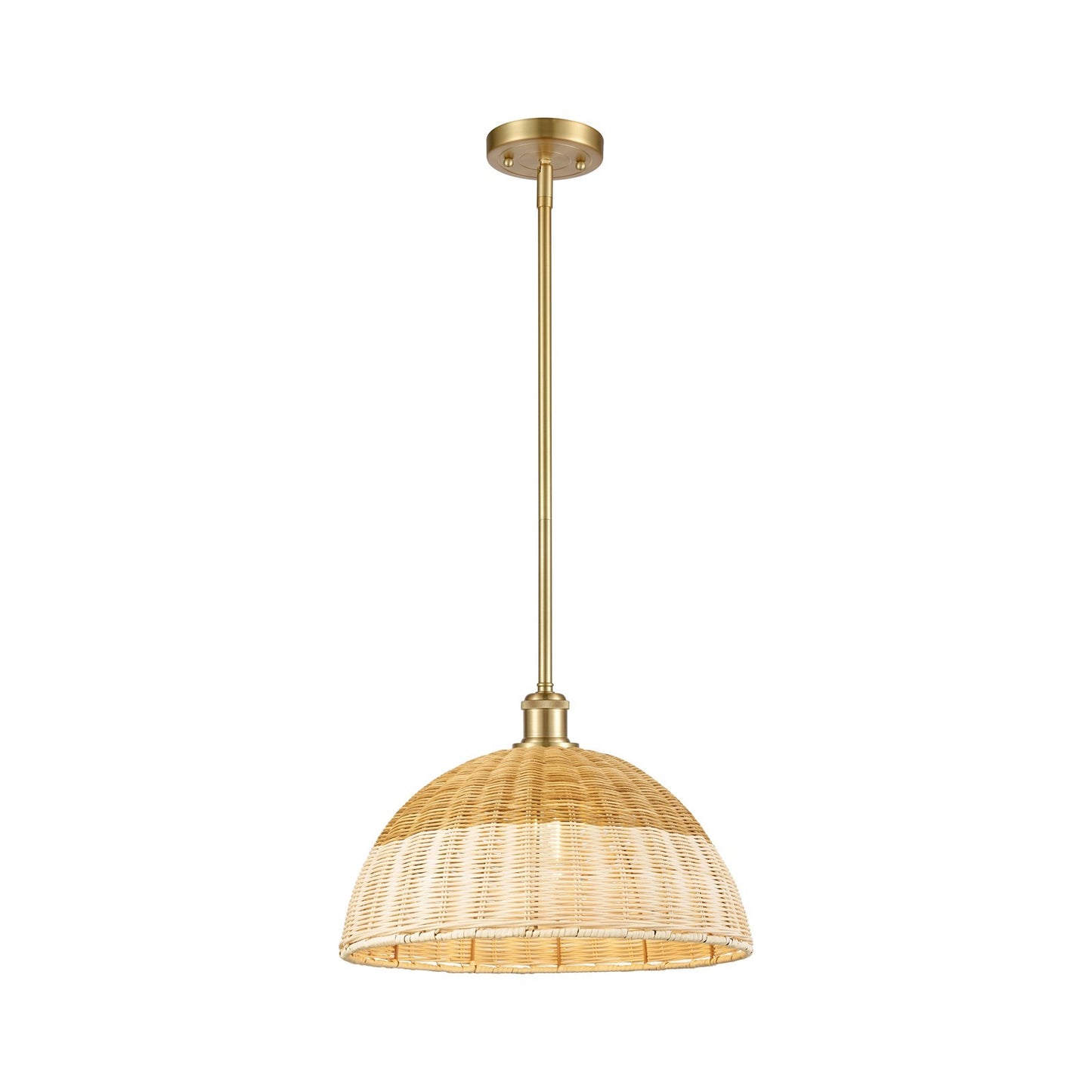 Innovations Bristol Natural II 16in 1-Light Mini Pendant | Industrial Satin Gold and Natural Fiber | Kitchen Island | Model 516-1S-SG-NBD2-16-NAT