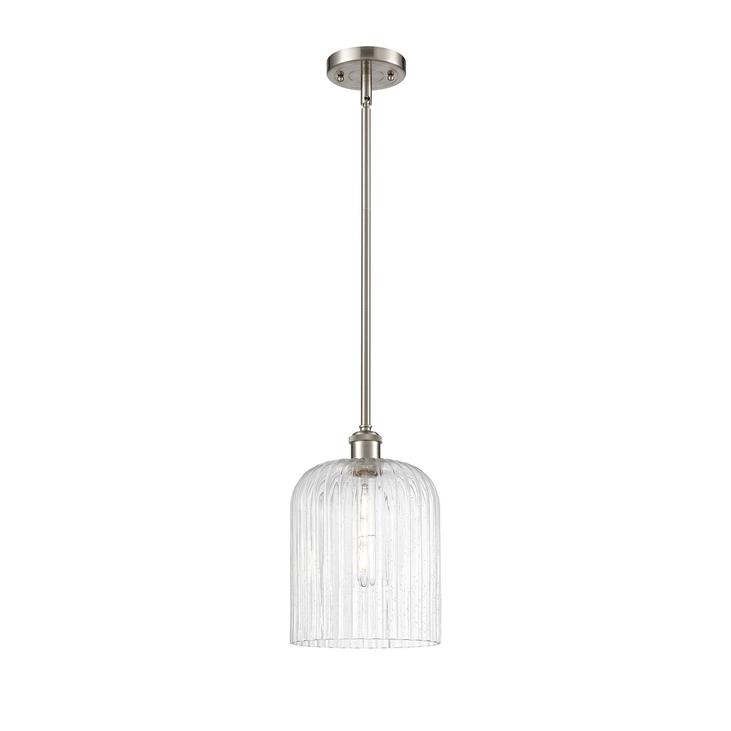 Innovations Bridal Veil 5in 1-Light Mini Pendant | Art Nouveau Brushed Satin Nickel and Seedy Glass | Kitchen Island | Model 516-1S-SN-G559-8SDY