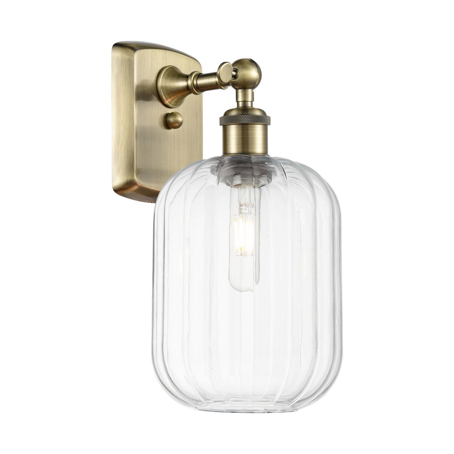 Innovations Preston Cylinder 7in 1-Light Wall Sconce | Industrial Antique Brass and Clear Glass | Bedroom & Hallway Accent | Model 516-1W-AB-G460-7CL