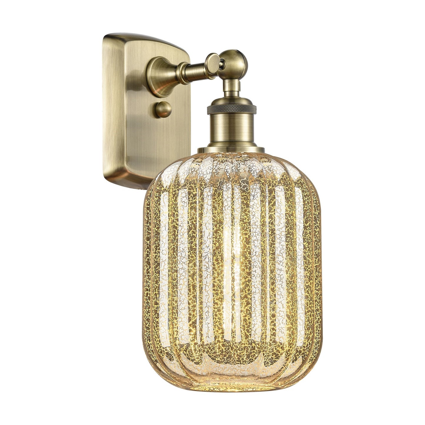 Innovations Preston Cylinder 7in 1-Light Wall Sconce | Industrial Antique Brass and Mercury Glass | Hallway & Bedroom | Model 516-1W-AB-G460-7ME
