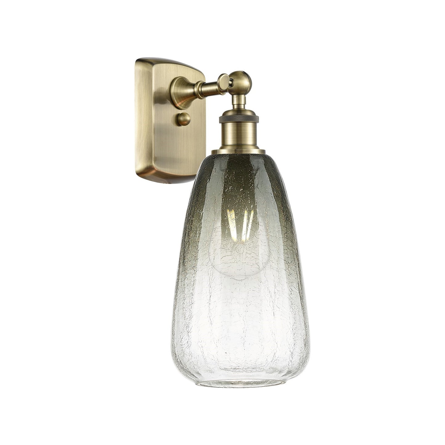 Innovations Brookhaven Almond 6in 1-Light Wall Sconce | Industrial Antique Brass and Slate Glass | Hallway & Bedroom | Model 516-1W-AB-G480-6SL