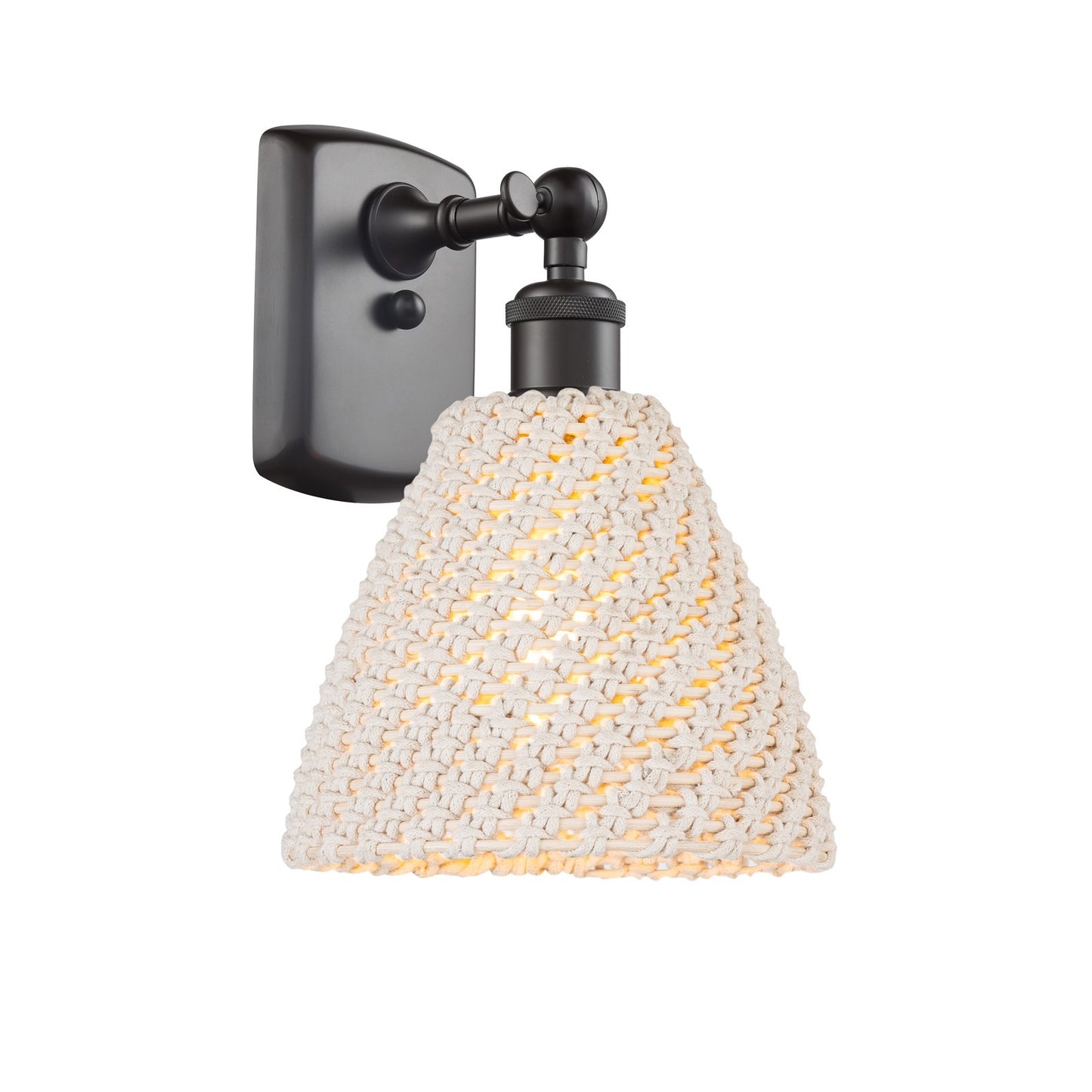 Innovations Bristol Natural 7.5in 1-Light Wall Sconce | Industrial Oil Rubbed Bronze and Natural Fiber | Bedroom | Model 516-1W-OB-NBD-75-NAT
