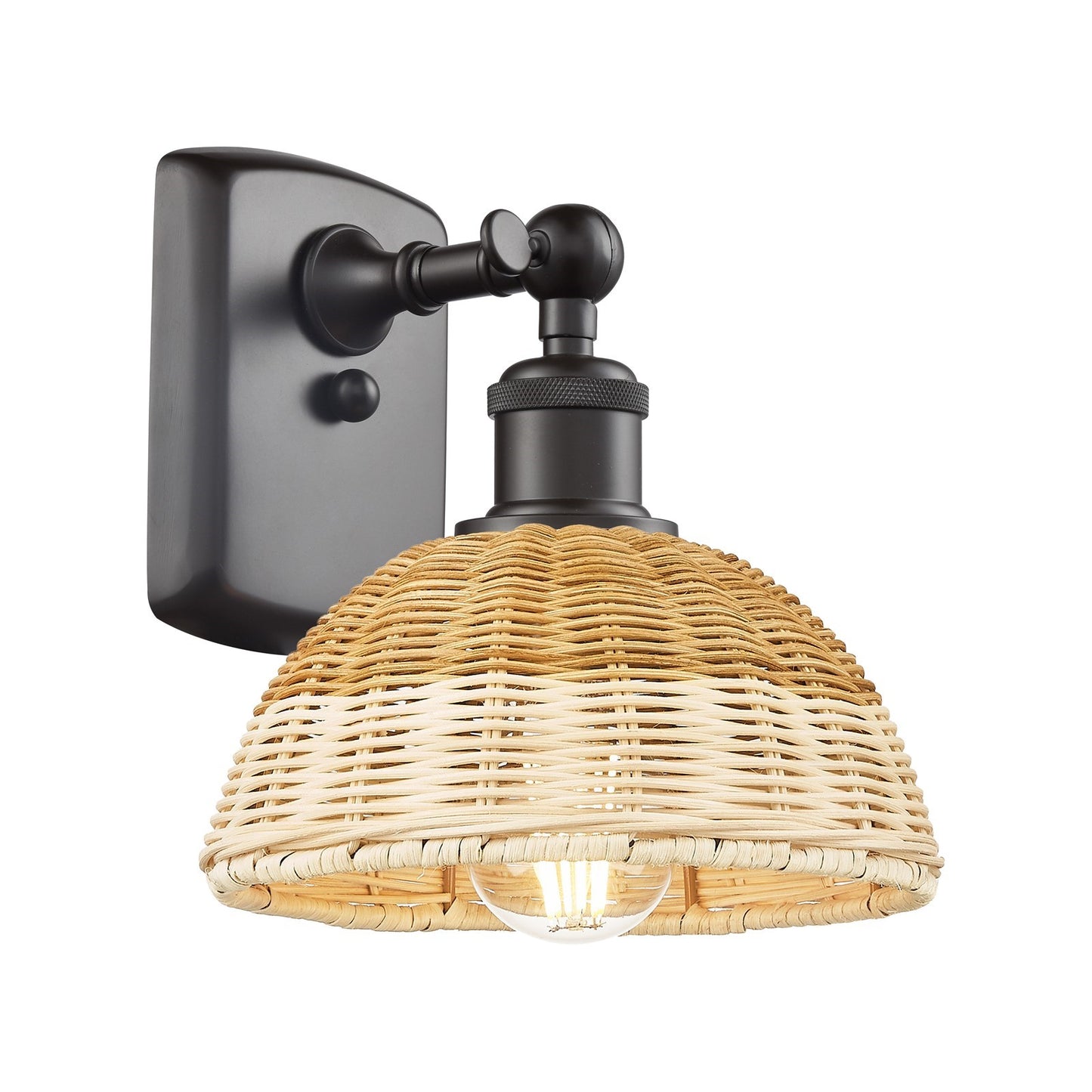 Innovations Bristol Natural II 7.5in 1-Light Wall Sconce | Industrial Oil Rubbed Bronze and Natural Fiber | Bedroom | Model 516-1W-OB-NBD2-75-NAT