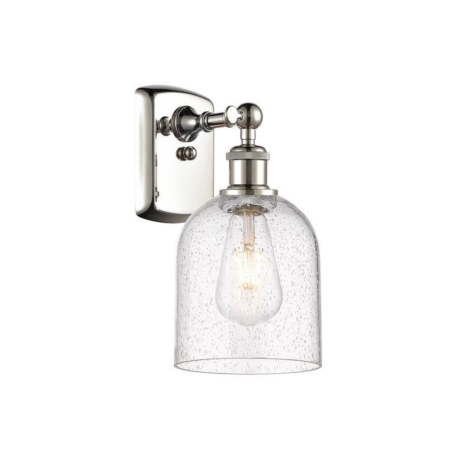 Innovations Lighting Bella 6in 1-Light Wall Sconce | Industrial Polished Nickel Steel and Seedy Glass | Hallway & Bathroom | Model 516-1W-PN-G558-6SDY