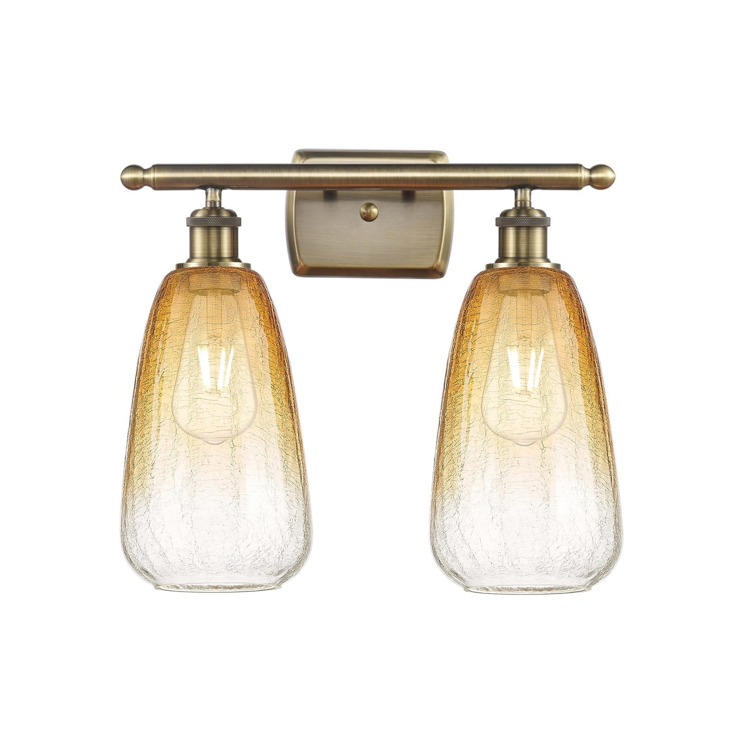 Innovations Brookhaven Almond 16in 2-Light Bath Vanity | Industrial Antique Brass and Amber Glass | Bathroom & Powder Room | Model 516-2W-AB-G480-6AM
