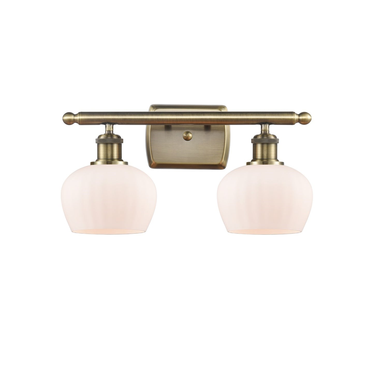 Innovations Fenton 16in 2-Light Bath Vanity Light | Industrial Antique Brass and Matte White Glass | Bathroom Vanity | Model 516-2W-AB-G91