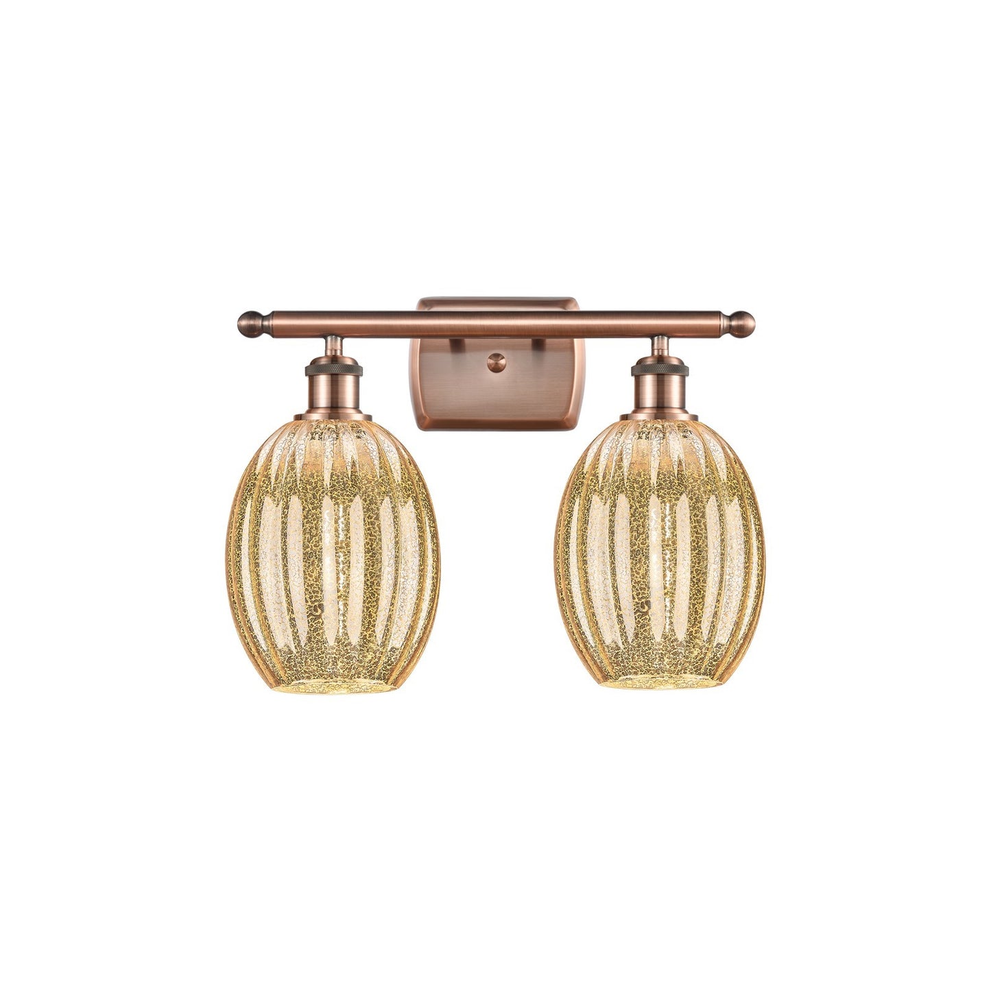 Innovations Preston Bulb 16in 2-Light Bath Vanity | Industrial Antique Copper and Mercury Glass | Bathroom & Powder Room | Model 516-2W-AC-G459-6ME