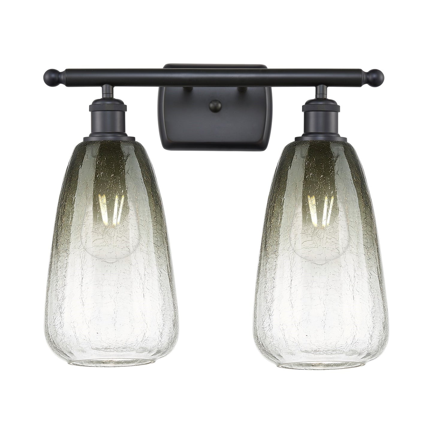 Innovations Brookhaven Almond 16in 2-Light Bath Vanity | Industrial Matte Black and Slate Glass | Bathroom Vanity Light | Model 516-2W-BK-G480-6SL