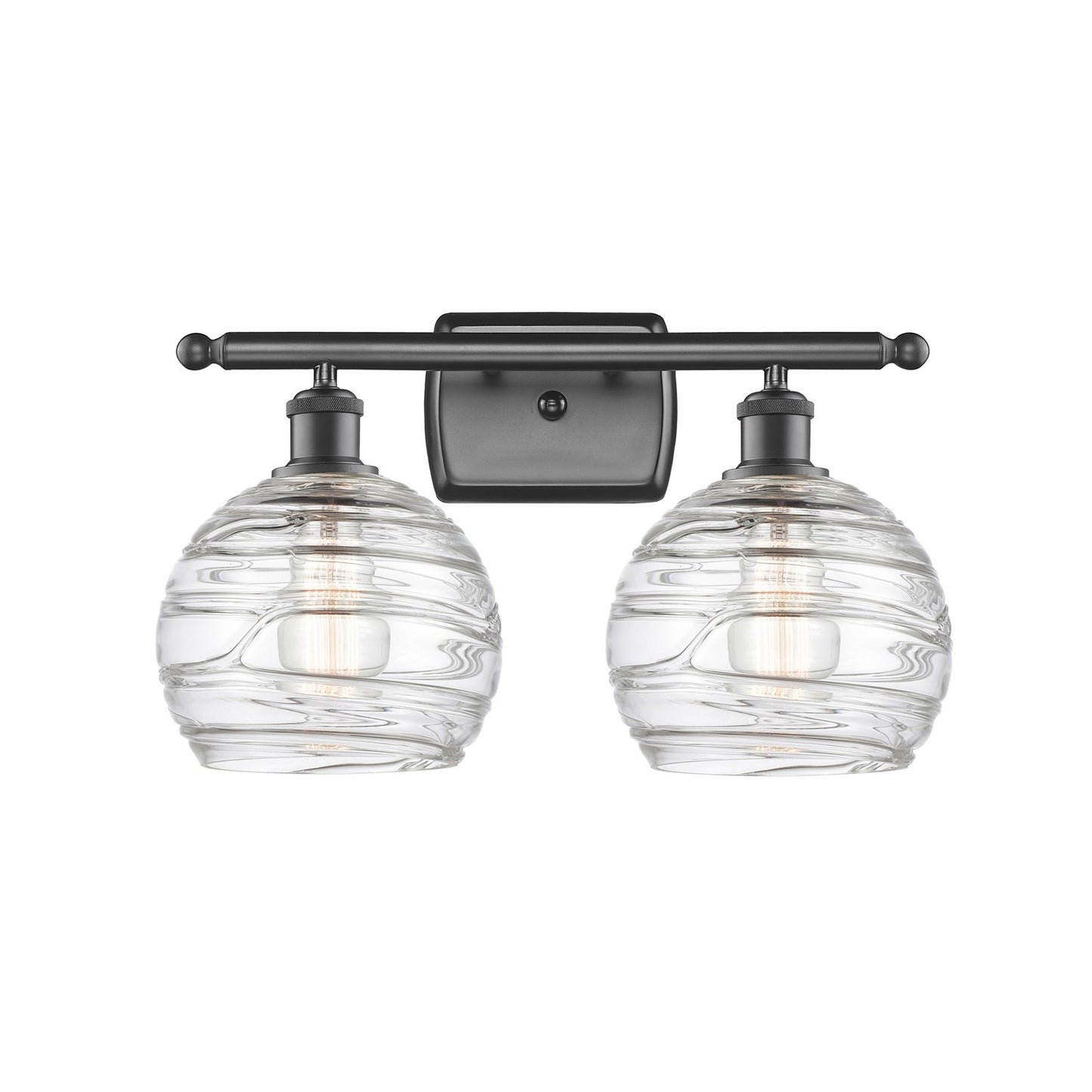 Innovations Athens Deco Swirl 18in 2-Light Bath Vanity | Industrial Oil Rubbed Bronze and Clear Glass | Bathroom Vanity | Model 516-2W-OB-G1213-8CL