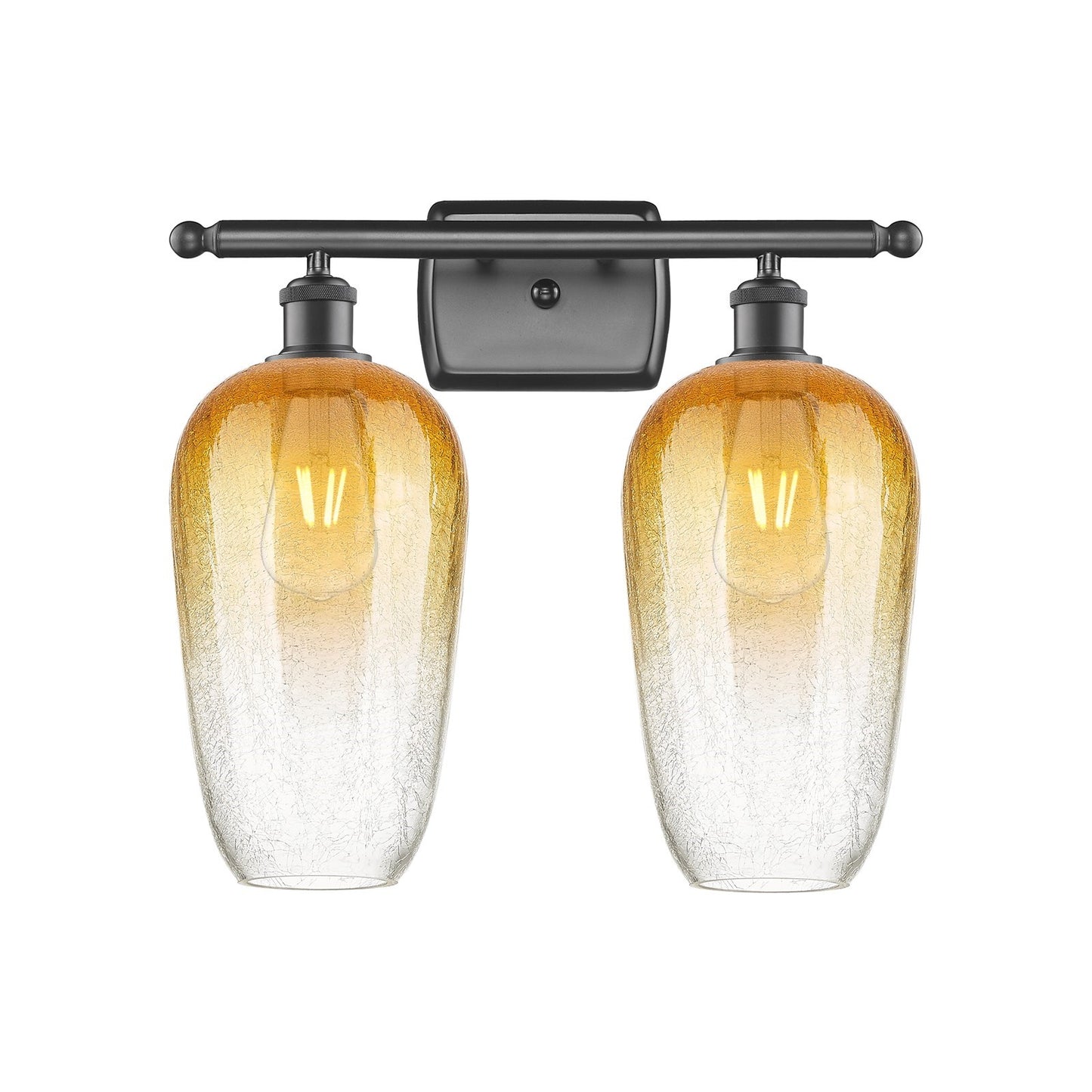 Innovations Brookhaven Flute 17in 2-Light Bath Vanity Light | Industrial Oil Rubbed Bronze and Amber Glass | Bathroom | Model 516-2W-OB-G484-7AM