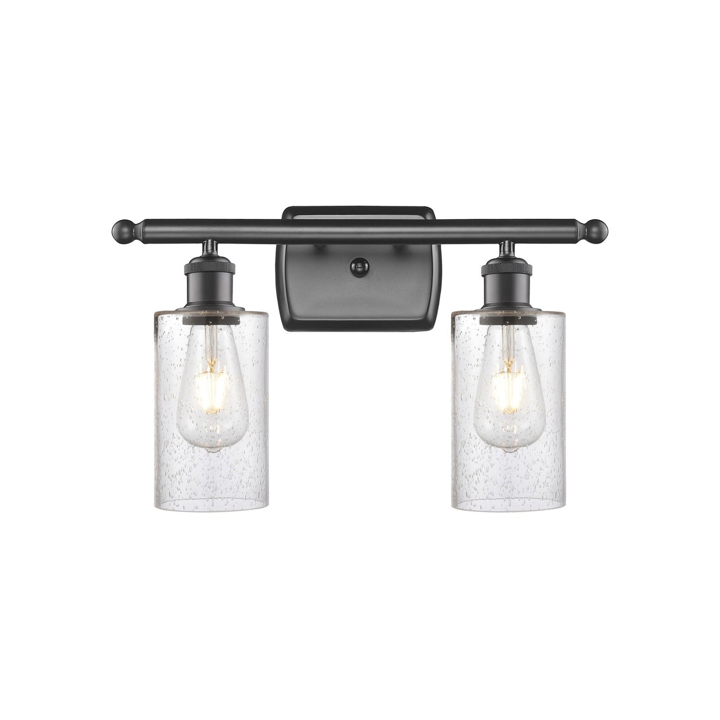 Innovations Clymer 14in 2-Light Bath Vanity Light | Transitional Oil Rubbed Bronze and Seedy Glass | Bathroom Vanity | Model 516-2W-OB-G804
