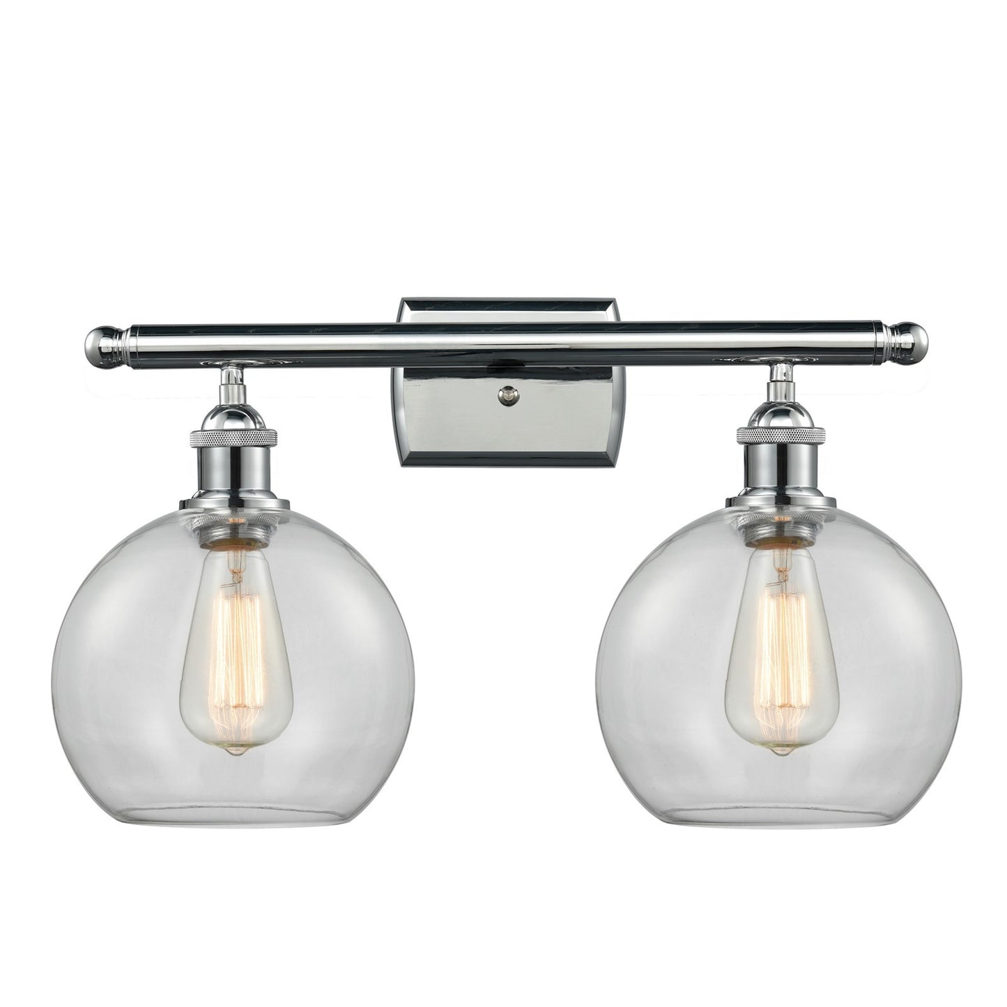 Innovations Athens 18in 2-Light Bath Vanity Light | Modern Contempo Polished Chrome and Clear Basket Weave Glass | Model 516-2W-PC-G122C-8CL