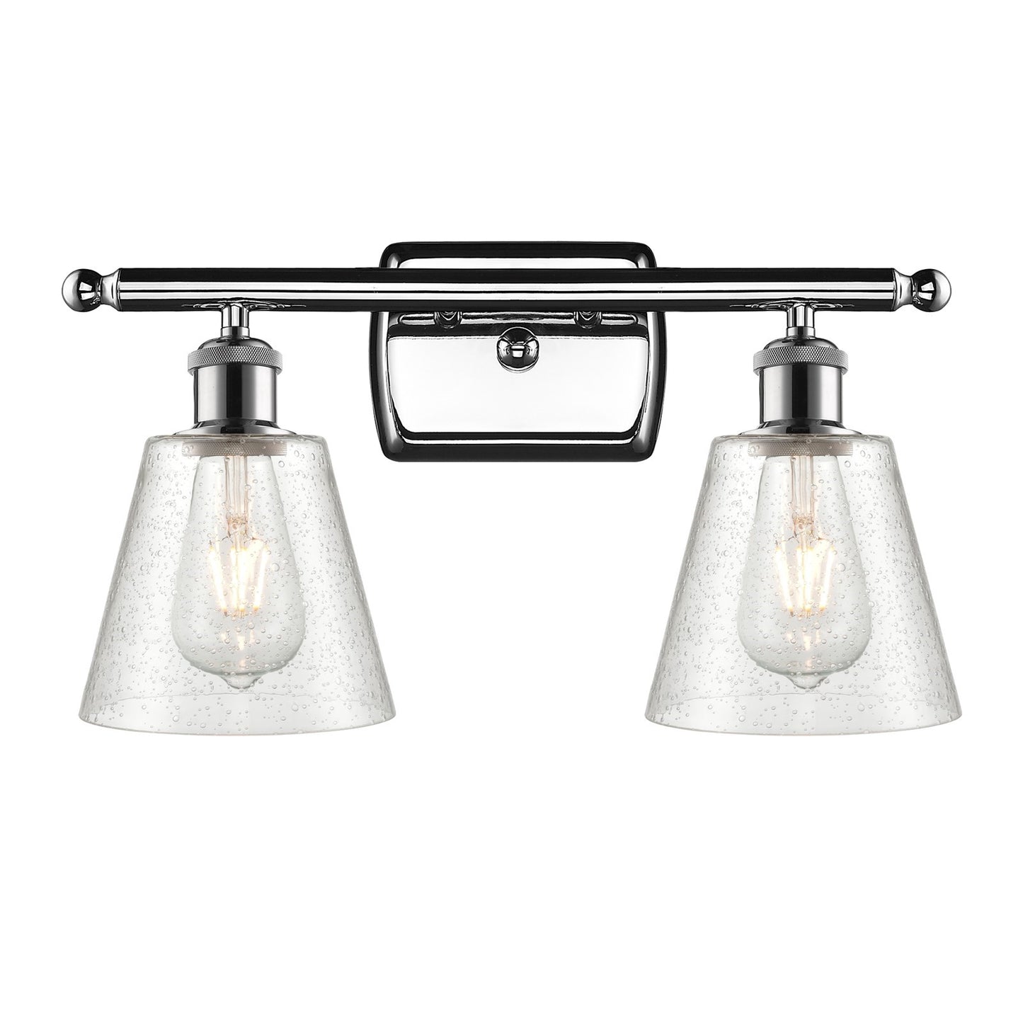 Innovations Caton 16in 2-Light Bath Vanity Light | Art Nouveau Polished Chrome and Frosted Glass | Bathroom & Powder Room | Model 516-2W-PC-G454
