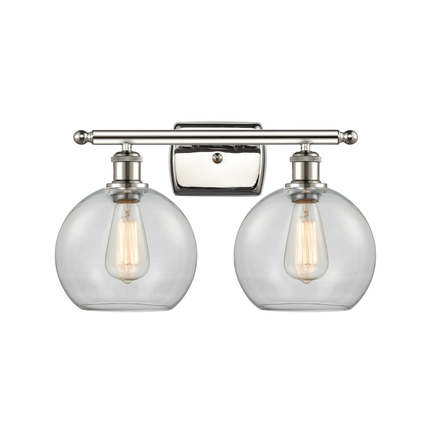 Innovations Athens 18in 2-Light Bath Vanity Light | Modern Contempo Polished Nickel and Clear Basket Weave Glass | Model 516-2W-PN-G122C-8CL
